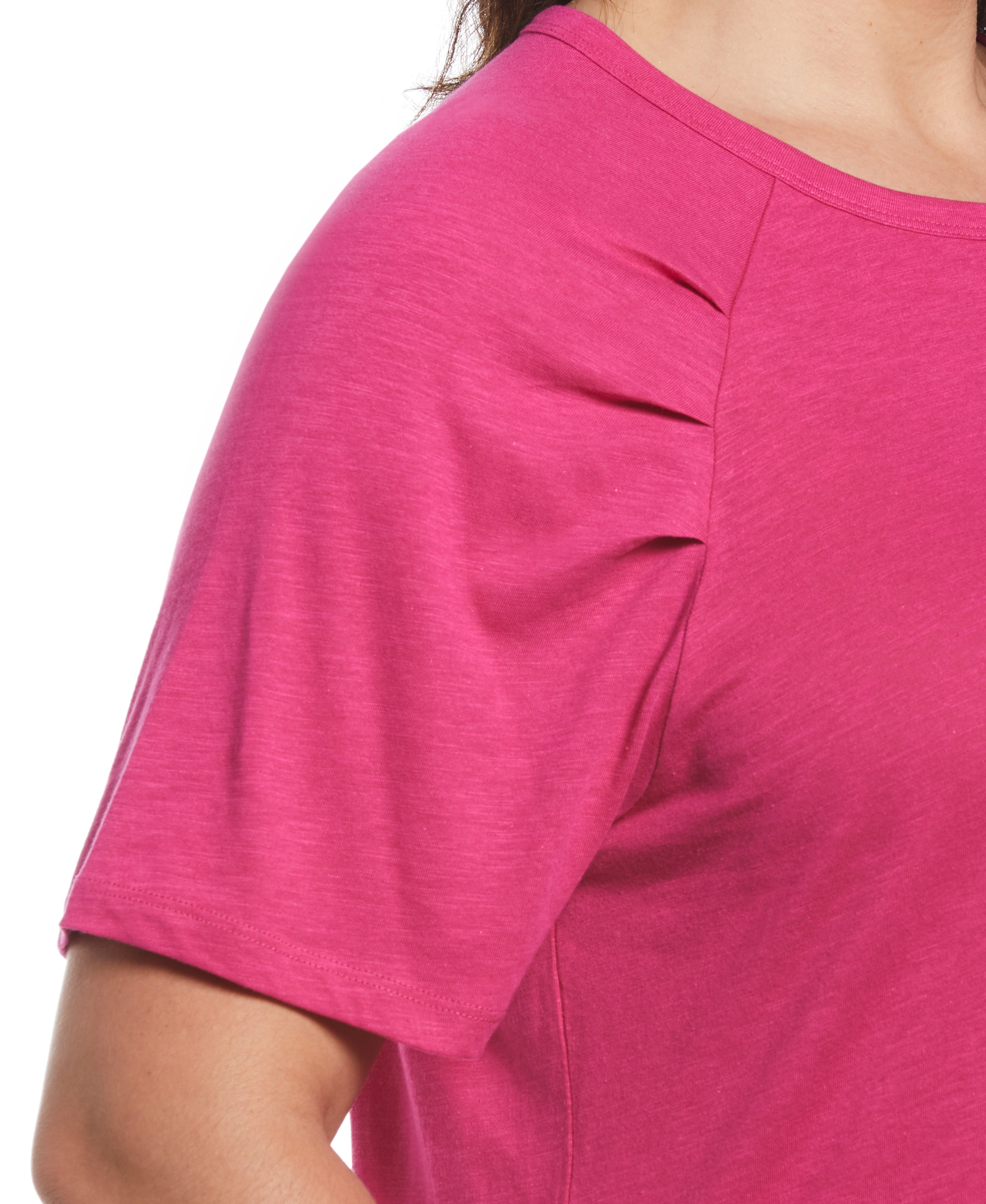 Plus Size Pleated Raglan Sleeve T-Shirt for Women - Comfortable Casual & Work Blouse - Perfect for Office, Date Night & Everyday Wear