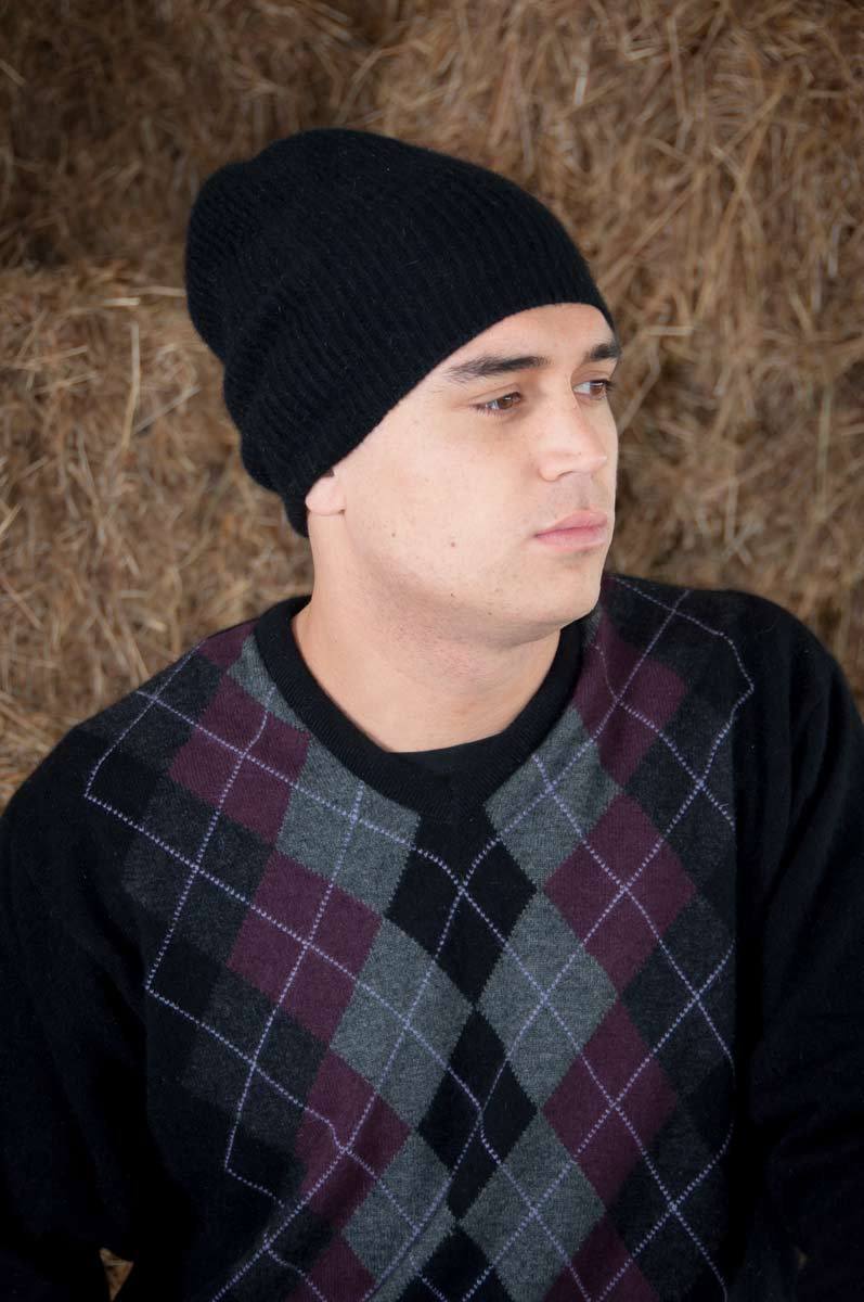 Unisex Black Slouch Beanie Hat - Premium Possum Merino Wool Winter Beanie (NX677) | Cozy & Warm for Outdoor Activities, Skiing, Hiking & Casual Wear