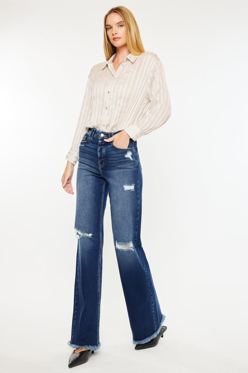 Izzie High Rise 90's Flare Jeans for Women - Vintage Retro Stretch Denim Pants - Perfect for Casual Outfits, Date Nights & 90s Fashion Looks