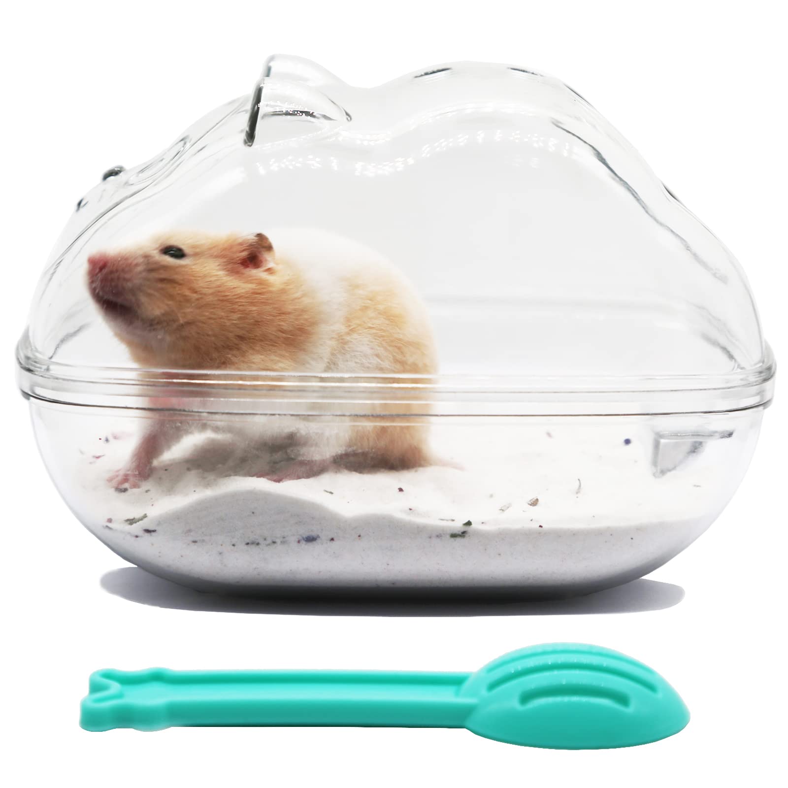 Hamster Sand Bath Container - Large Space Hamster Bathtub with Cleaning Scoop for Dwarf Hamsters, Gerbils & Small Pets | Easy to Clean | Perfect for Cage Cleaning & Small Animal Grooming