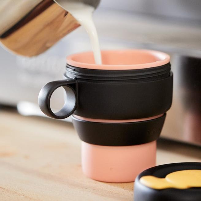 Collapsible Travel Mug - Portable & Leak-Proof Insulated Coffee Cup for Hot & Cold Drinks, Perfect for Camping, Hiking, and Commuting - Coral