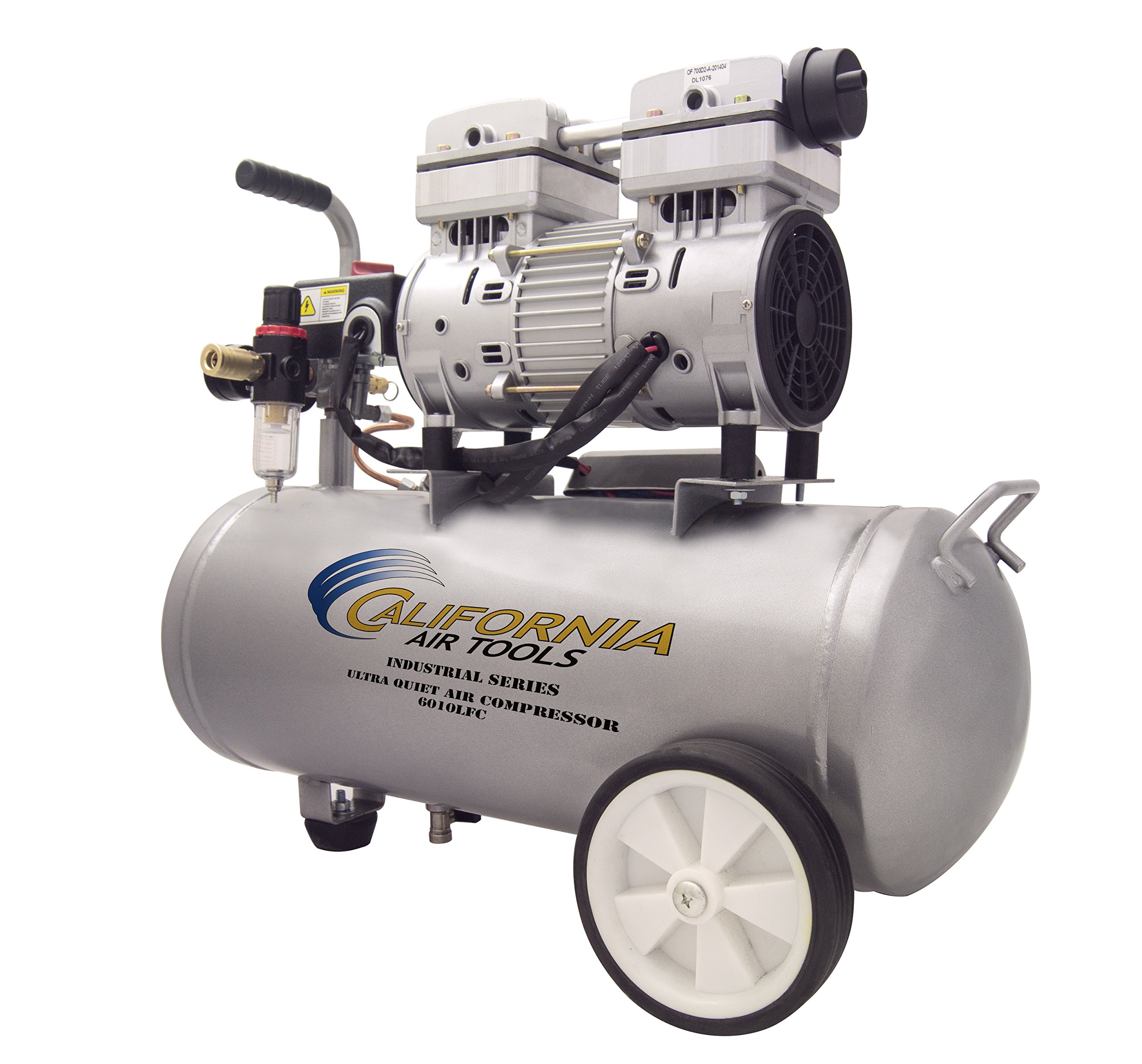 California Air Tools 6010LFC 1.0 HP Ultra Quiet Oil-Free Air Compressor - 6.0 Gallon Tank, 56 dB for Workshop, Garage & DIY Projects - Industrial & Home Use