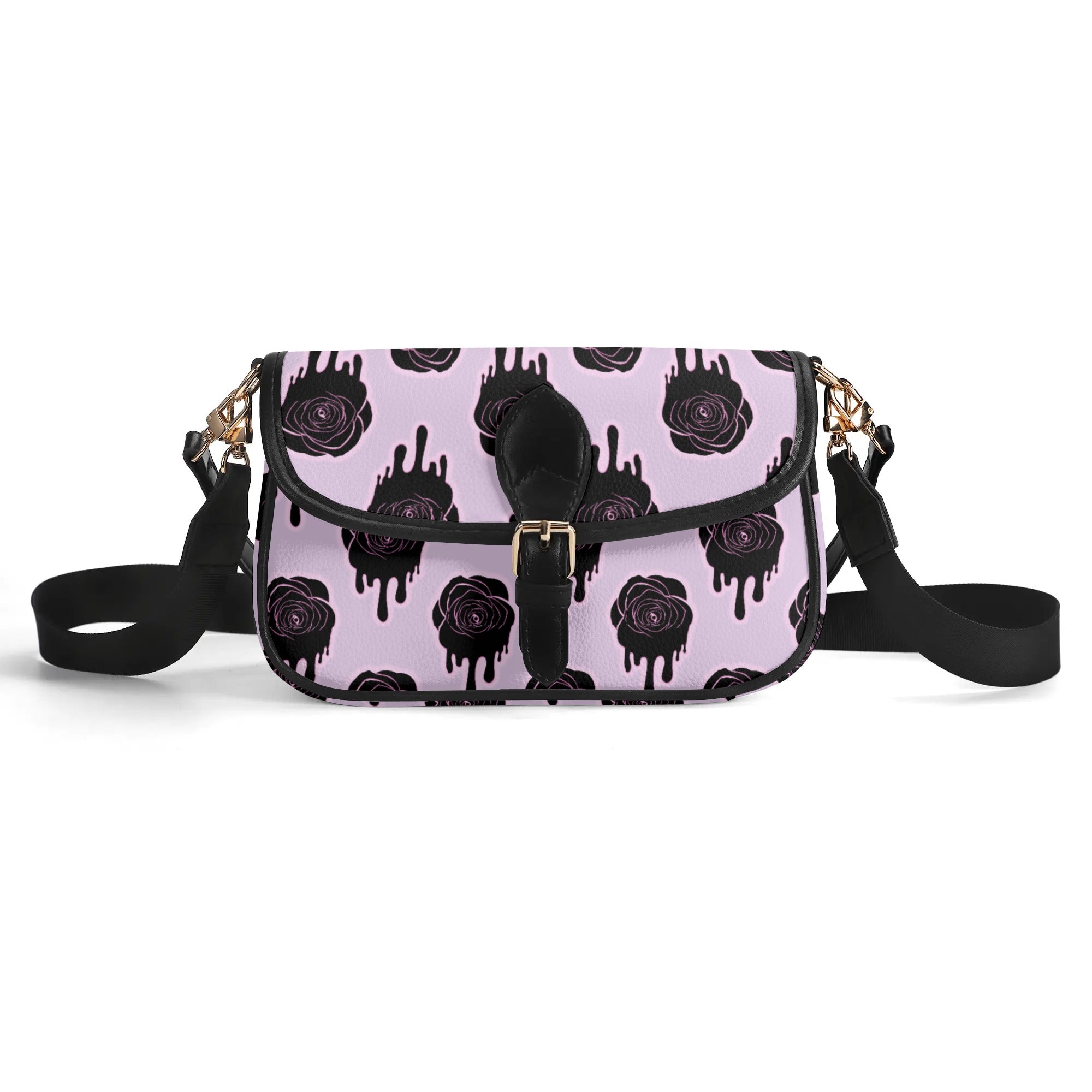 Gothic Rose Leather Crossbody Bag with Chain Strap - Elegant Vintage Shoulder Purse for Women, Perfect for Parties, Dates, and Night Out