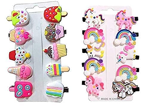 BAKEFY 10-Piece Unicorn Hair Clips Set for Girls - Princess Mermaid Hair Accessories, Toddler Barrettes for Kids (Rainbow Unicorn) - Perfect for Birthday Parties, School, and Daily Wear