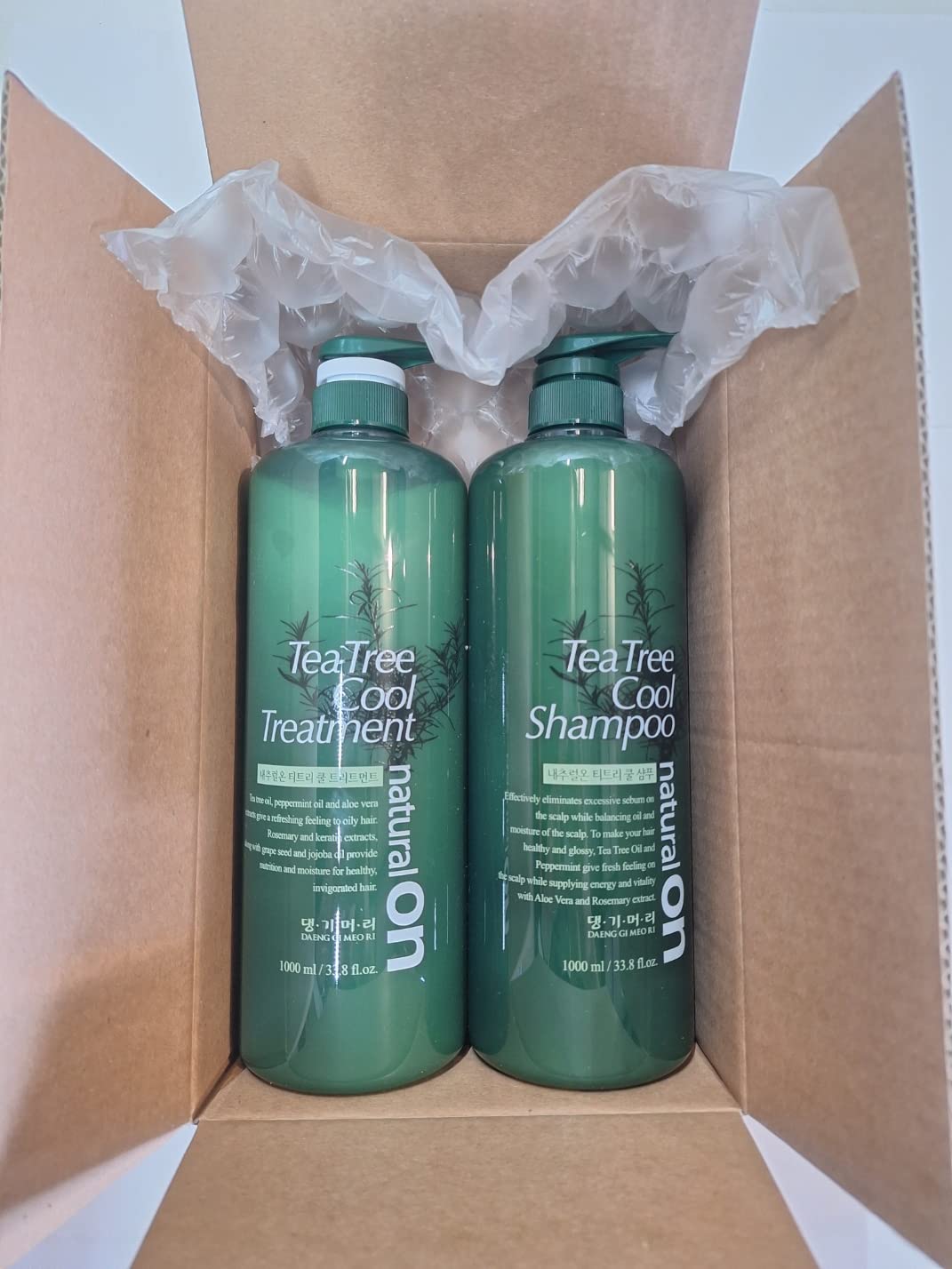 **Daeng Gi Meo Ri Tea Tree & Aloe Vera Shampoo and Conditioner Set (1000ml) – Refreshing for Oily Hair, Moisturizing for Dry Scalp – Gentle Cleansing for Daily Use at Home or Salon**