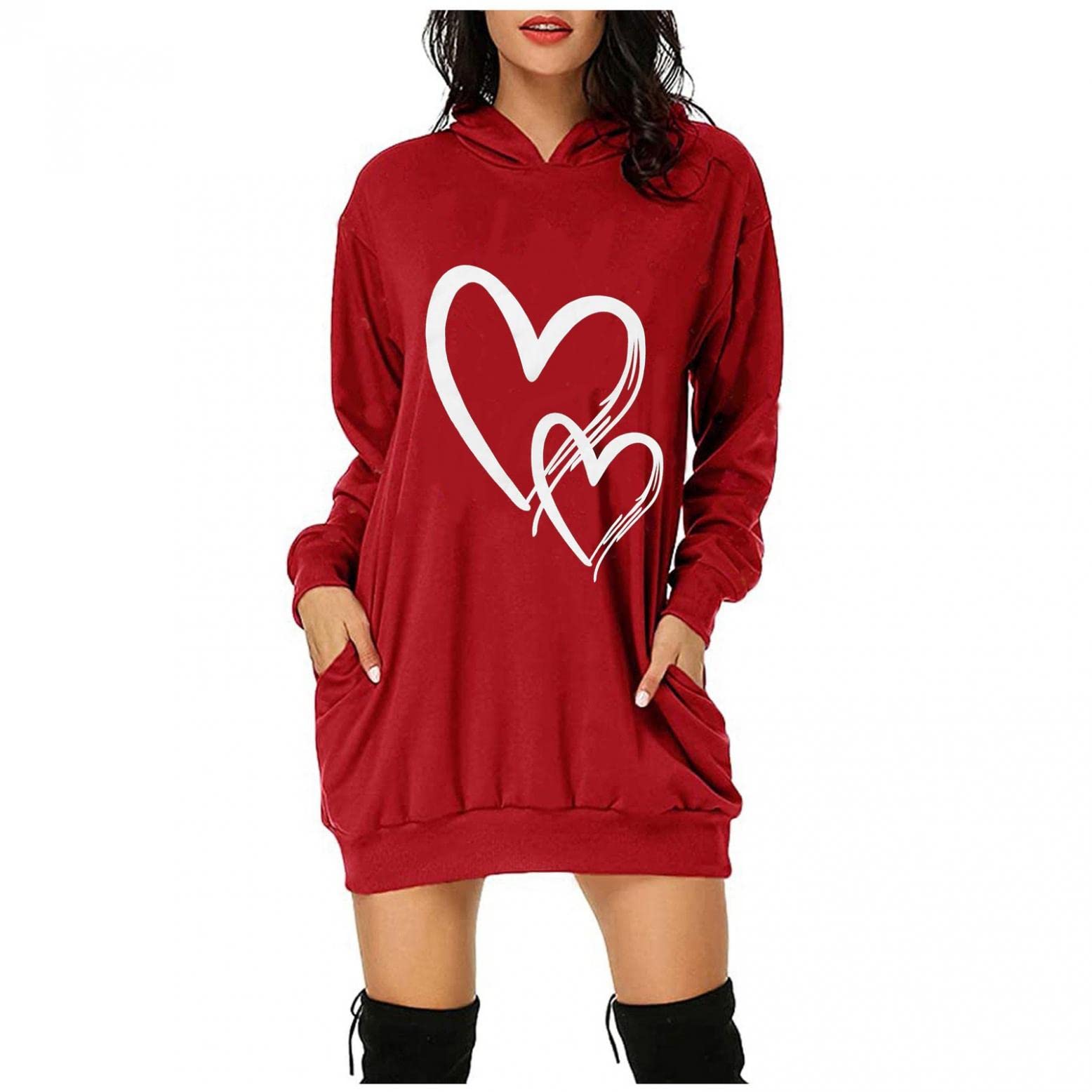 Women's Christmas Hooded Sweatshirt with Pockets - Long Sleeve Snowman Snowflake Pullover Hoodie Tunic Top for Holiday Parties & Winter Outfits