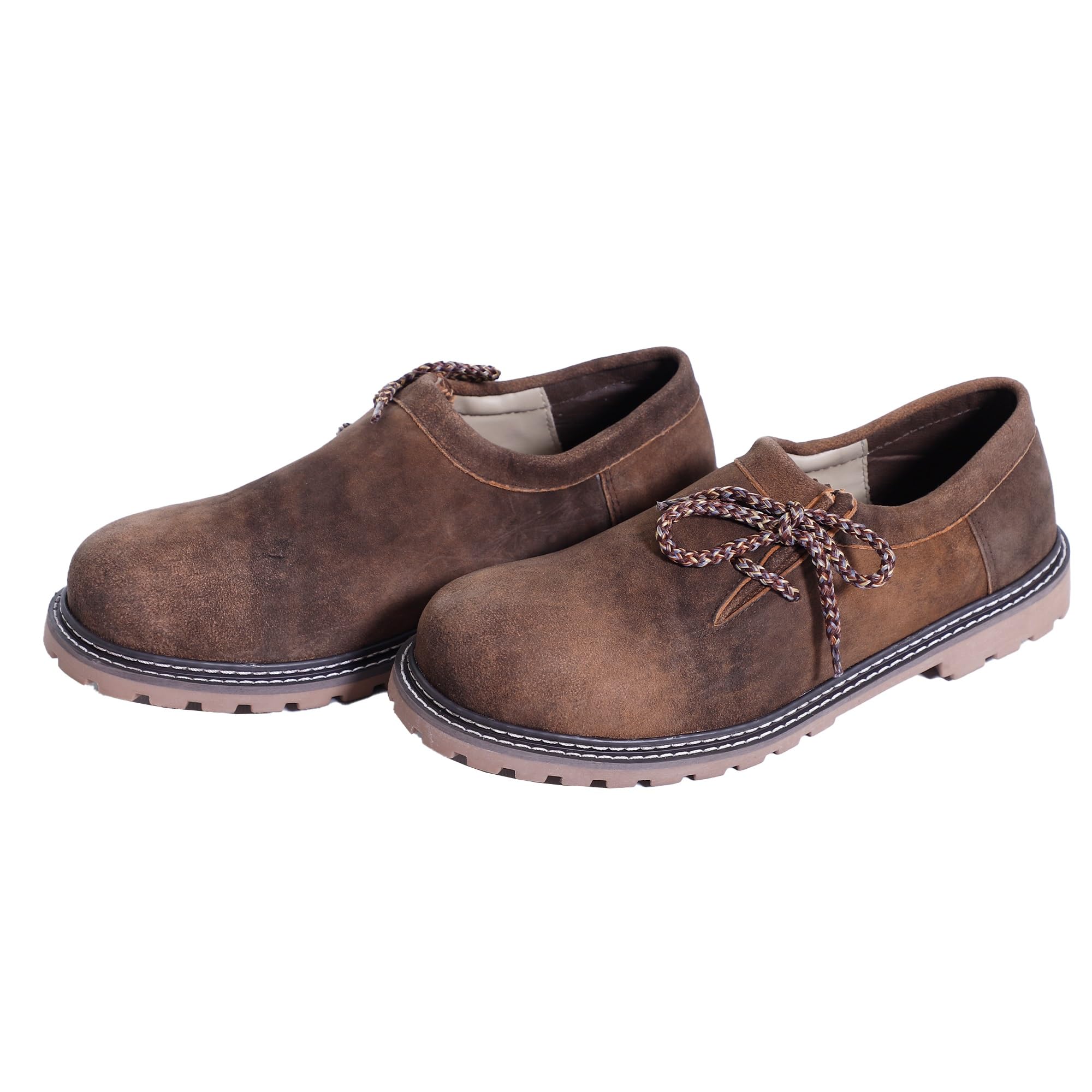 Authentic German Lederhosen Shoes for Men - Traditional Oktoberfest Trachten Haferl Shoes in Brown - Perfect for Oktoberfest, Bavarian Festivals & Cultural Events