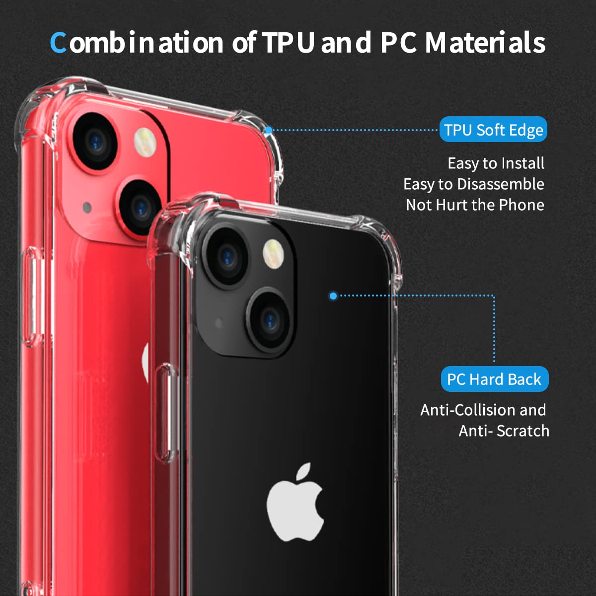 Whioltl iPhone 13 Case - Crystal Clear Protective Cover with Anti-Scratch & Shock Absorption | Wireless Charging & Bike Mount Compatible | Perfect for Daily Use, Outdoor Activities & Commuting