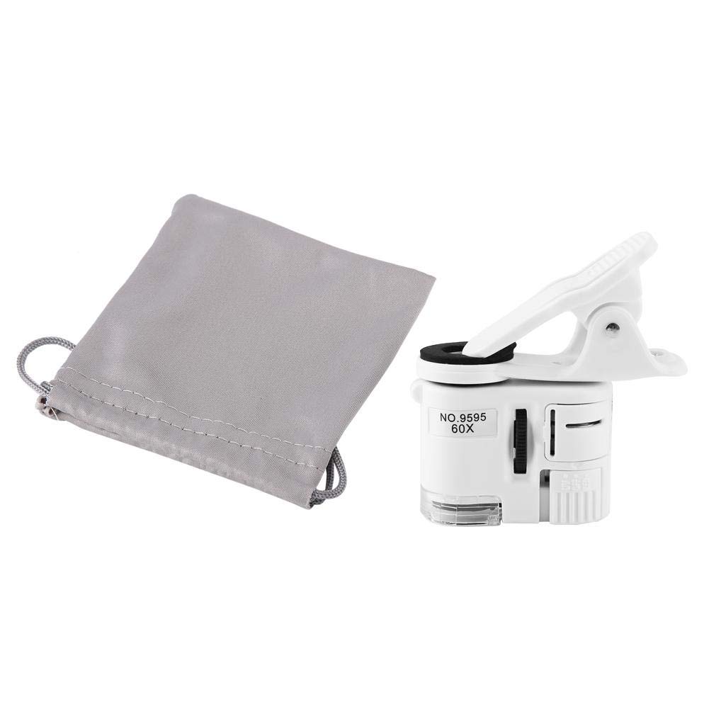Mini Mobile Phone Microscope with LED UV Light - Adjustable Focusing Clip-On Magnifier for Jewelry, Antique & Currency Inspection - Perfect for Coin Collectors, Gem Appraisers & Hobbyists