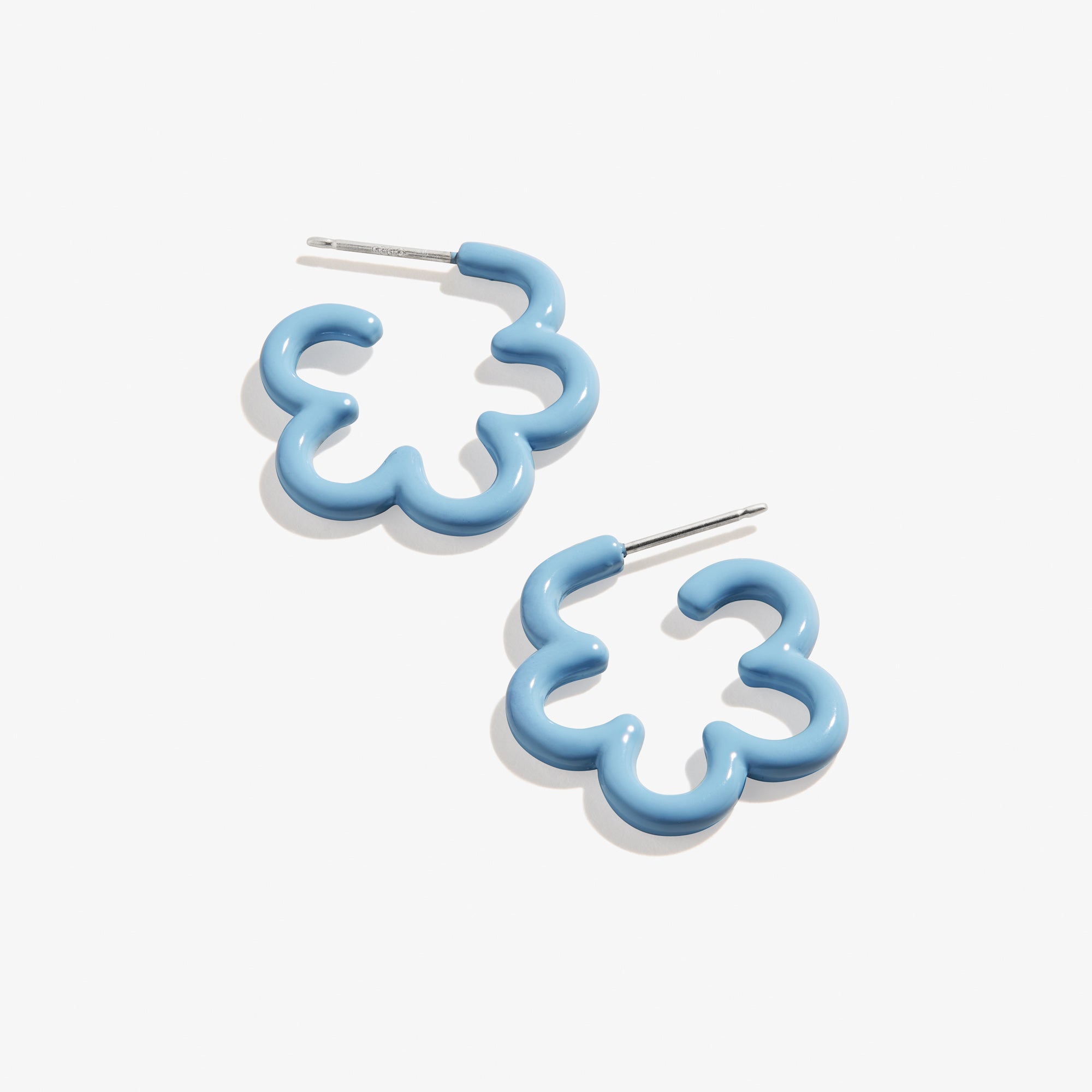 Ocean Blue Floral Huggie Hoop Earrings for Women - Dainty Boho Flower Stud Earrings for Everyday Wear, Date Night & Beach Vacation