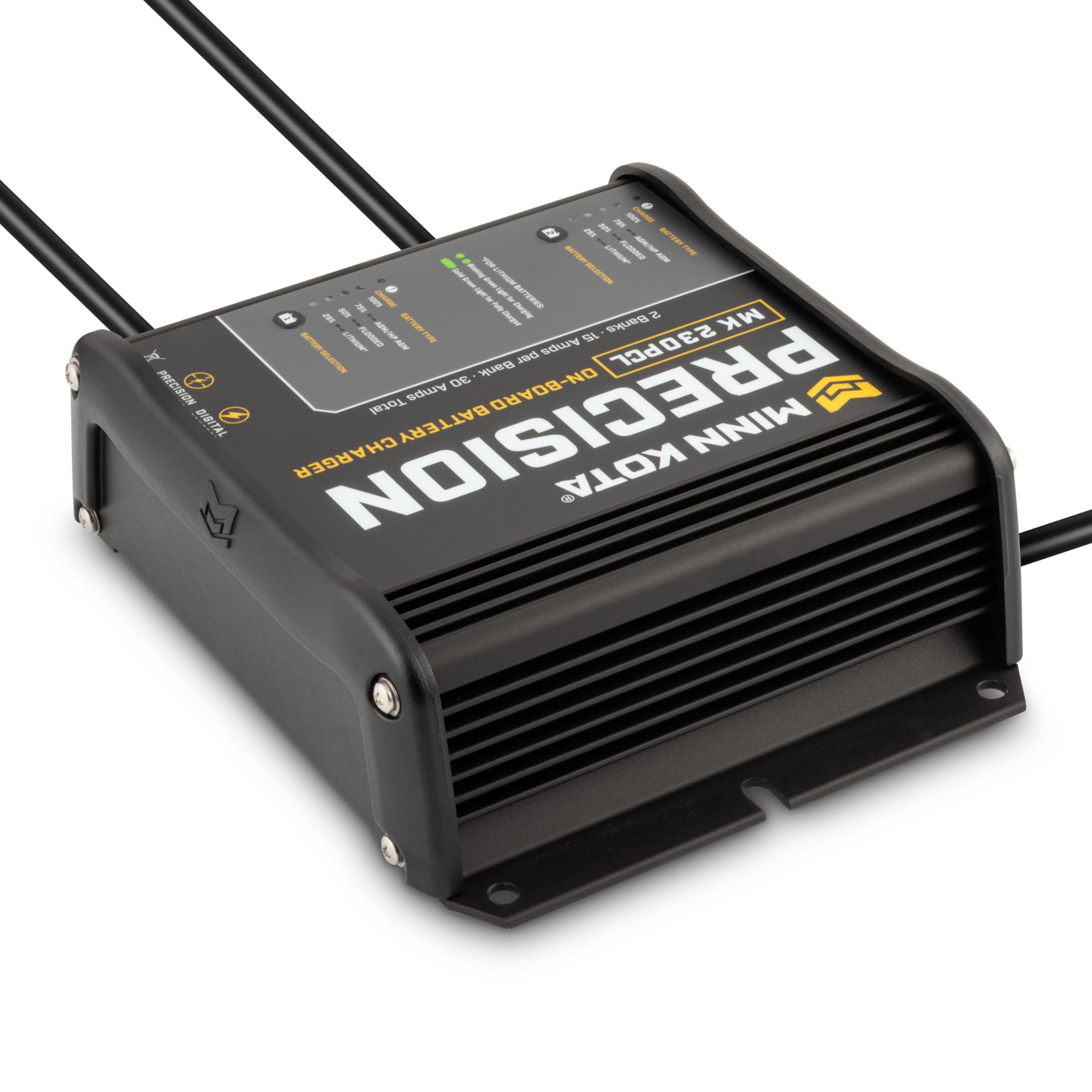 Minn Kota Precision Charger MK 230 PCL - 2 Bank 15 Amp Marine Battery Charger for Boats, RVs & Watercraft | Fast Charging & Waterproof Design