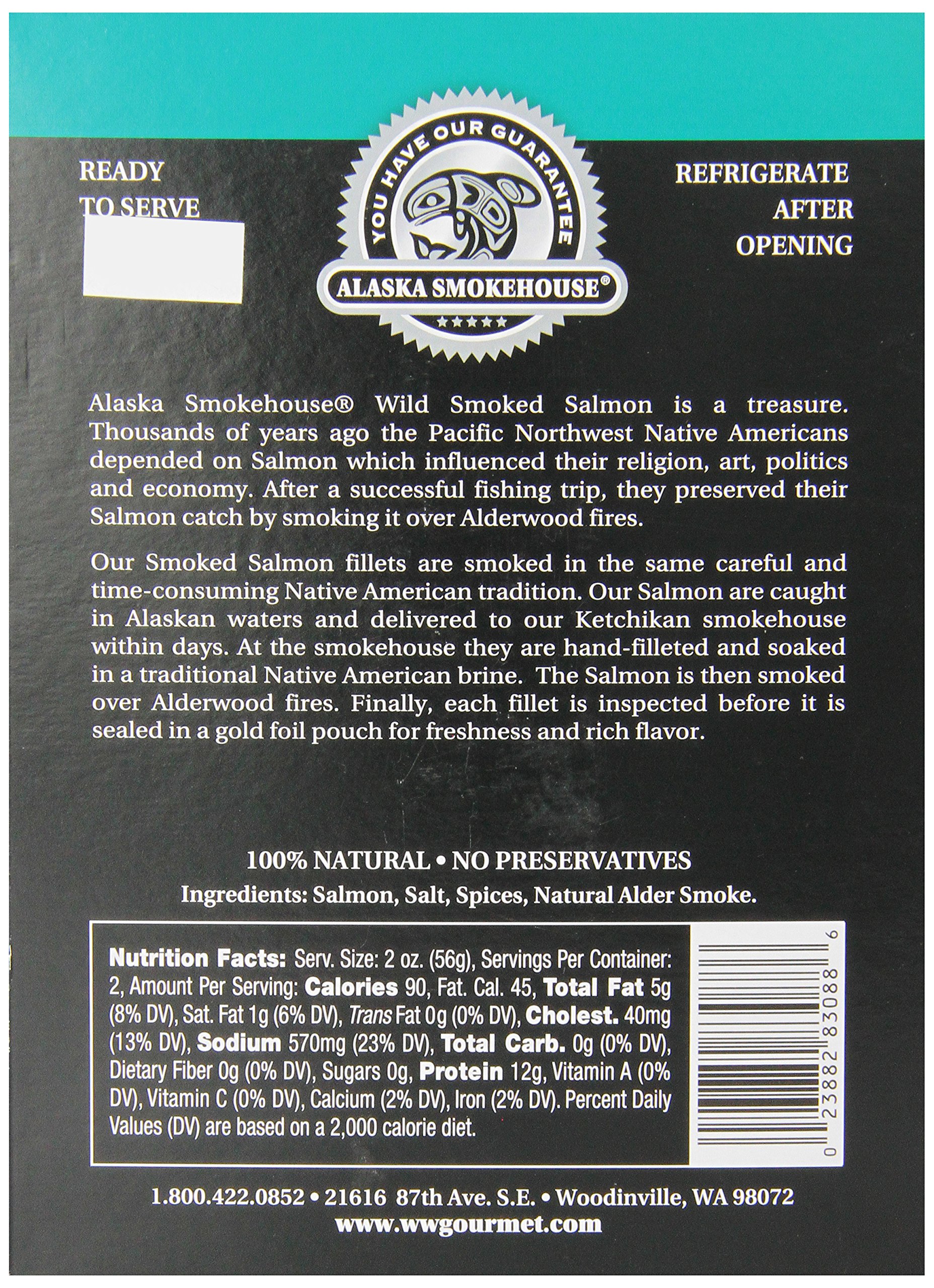 Premium Alaska Smokehouse Smoked Salmon - Pepper Garlic Flavor, 4oz Gift Box | Wild-Caught, High Protein Snack for Gourmet Meals, Charcuterie Boards & Holiday Gifting