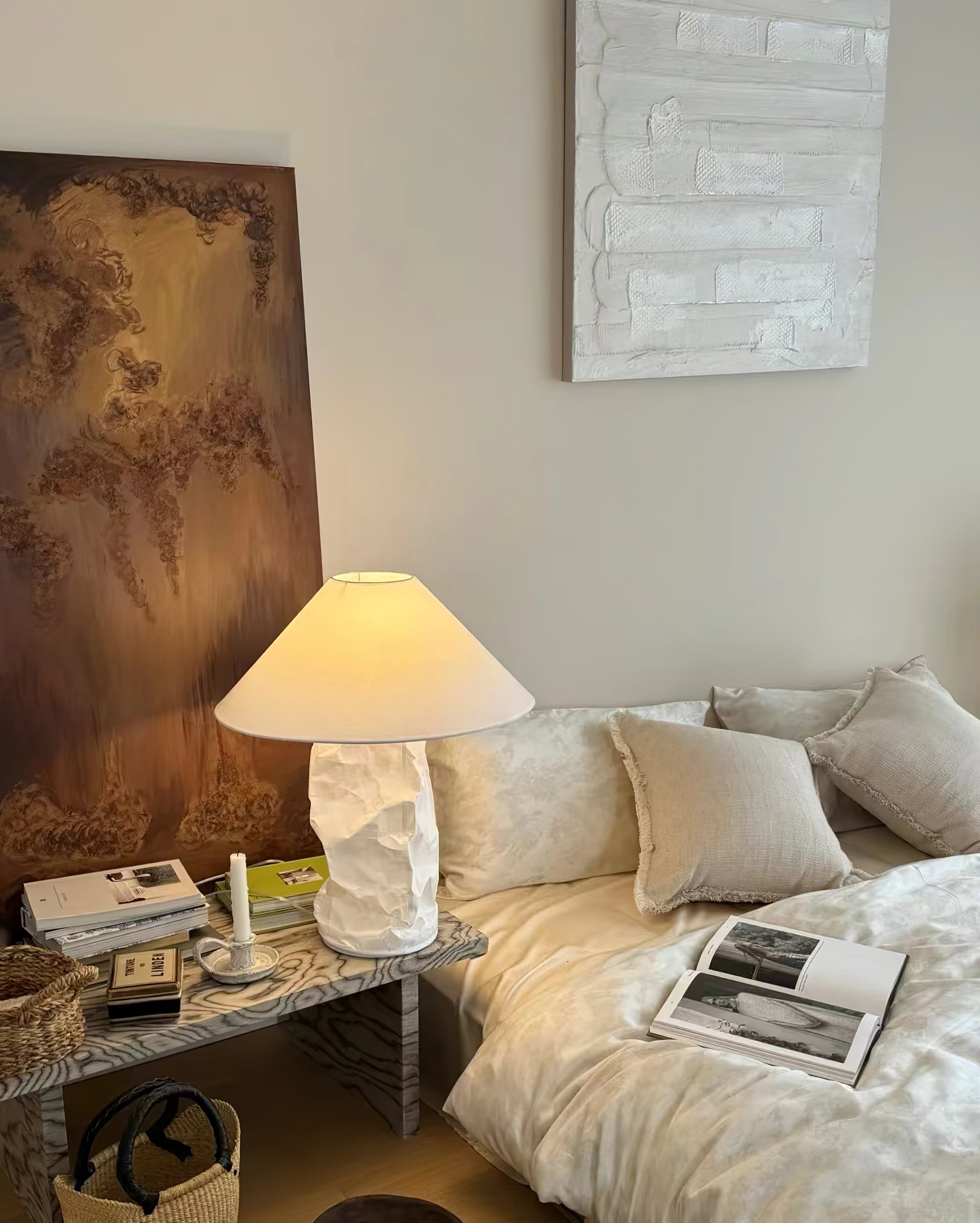 Crinkle Paper Table Lamp - Modern Decorative LED Light for Bedroom, Living Room, and Office - Perfect for Home Decor, Gift Ideas, and Cozy Ambiance