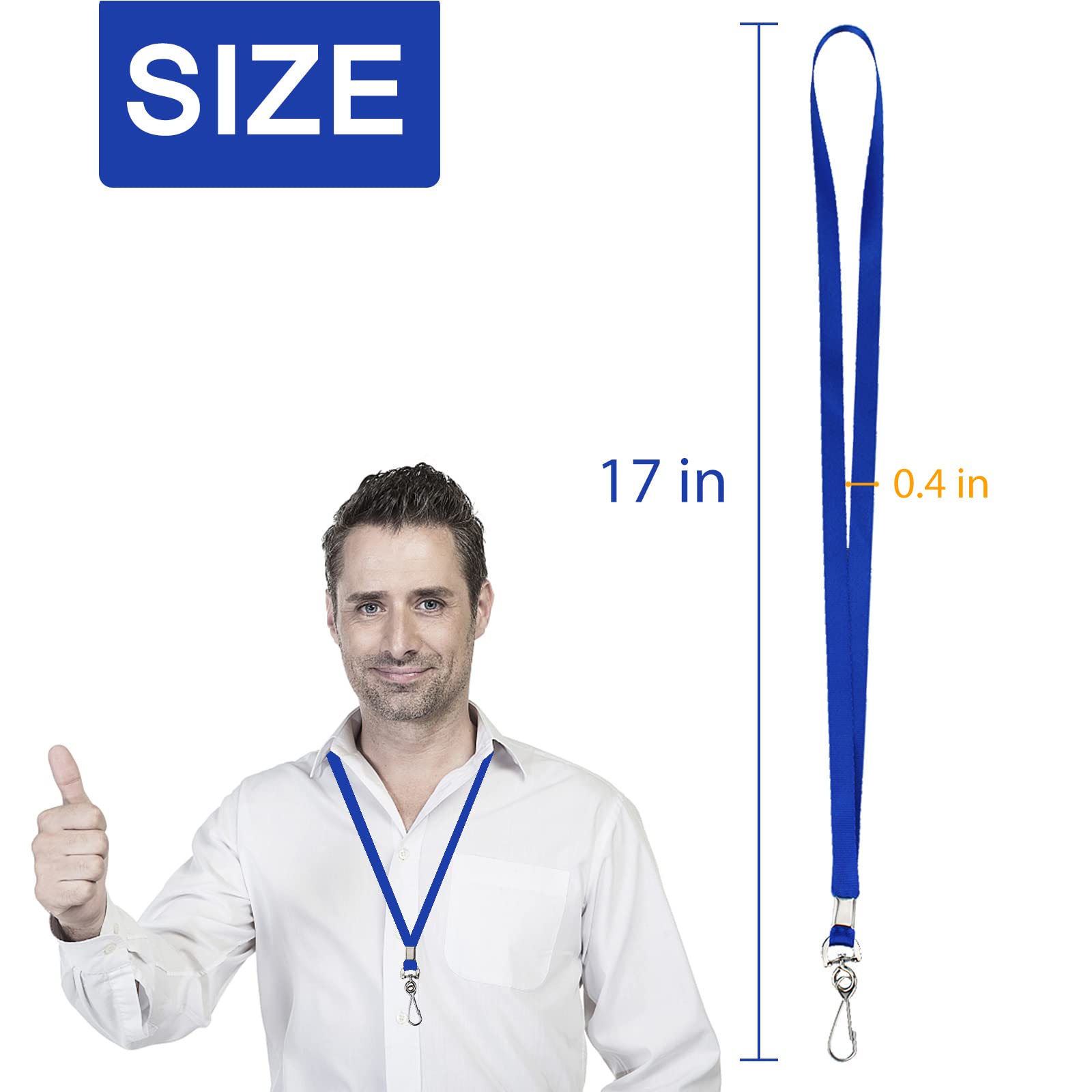 Blue Lanyards Bulk 50 Pack with Swivel Hook - ID Badge Holder for Work & Events