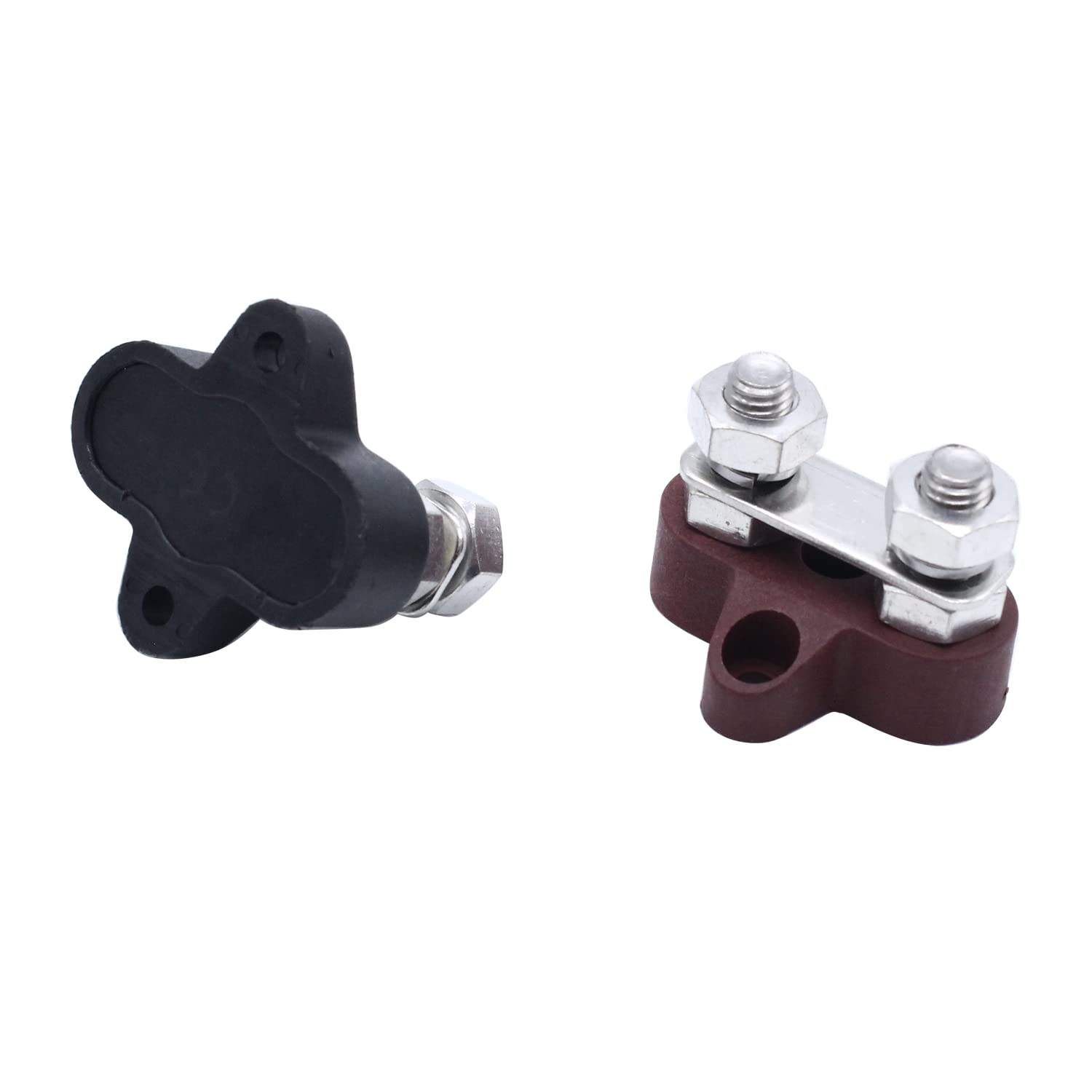 48V DC M8 Dual Terminal Stud Battery Power Distribution Block - Black & Red - Universal for Auto, Marine, Car, Trailer, RV, Boat - Perfect for Electrical Wiring & Power Connections