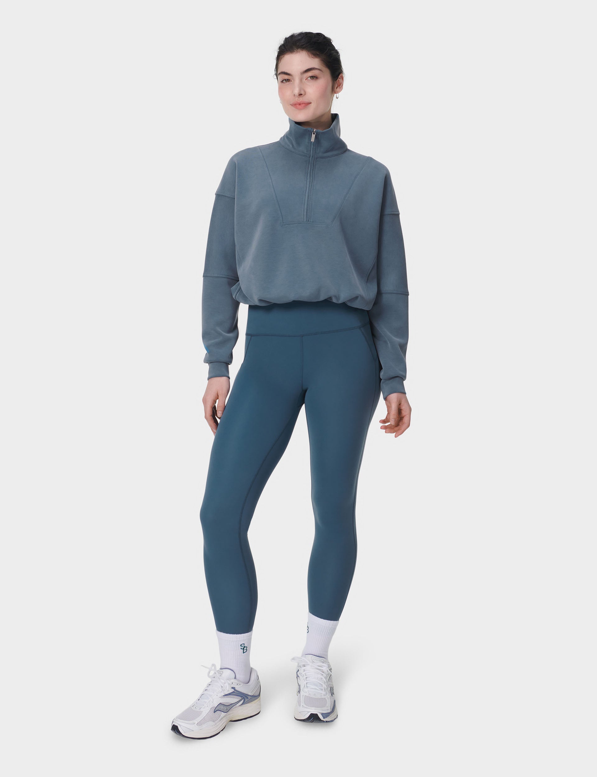 All Day 7/8 Yoga Leggings for Women - Subdued Blue High Waist Workout Pants | Perfect for Gym, Running & Lounge Wear