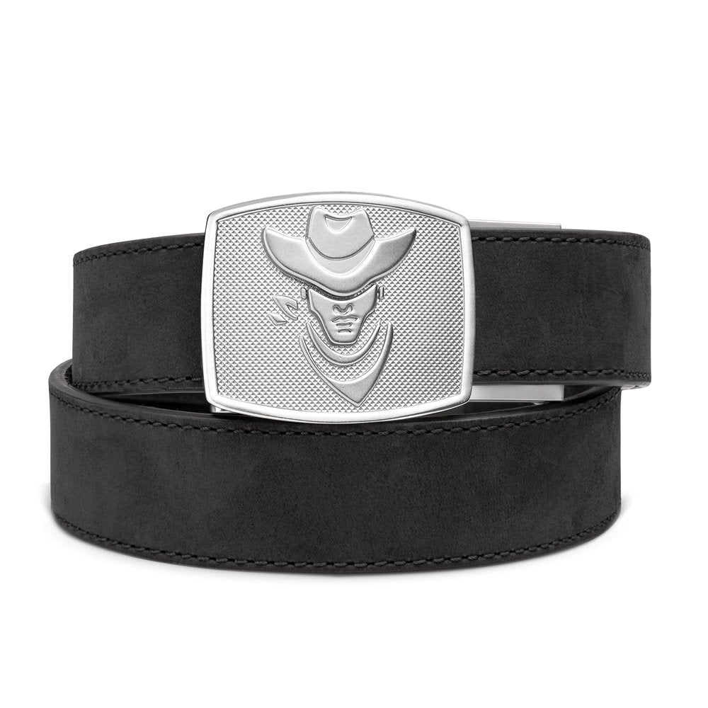 Premium Black Buffalo Leather Gun Belt with Cowboy Buckle - Durable Western Style Belt for Shooting, Hunting & Outdoor Adventures