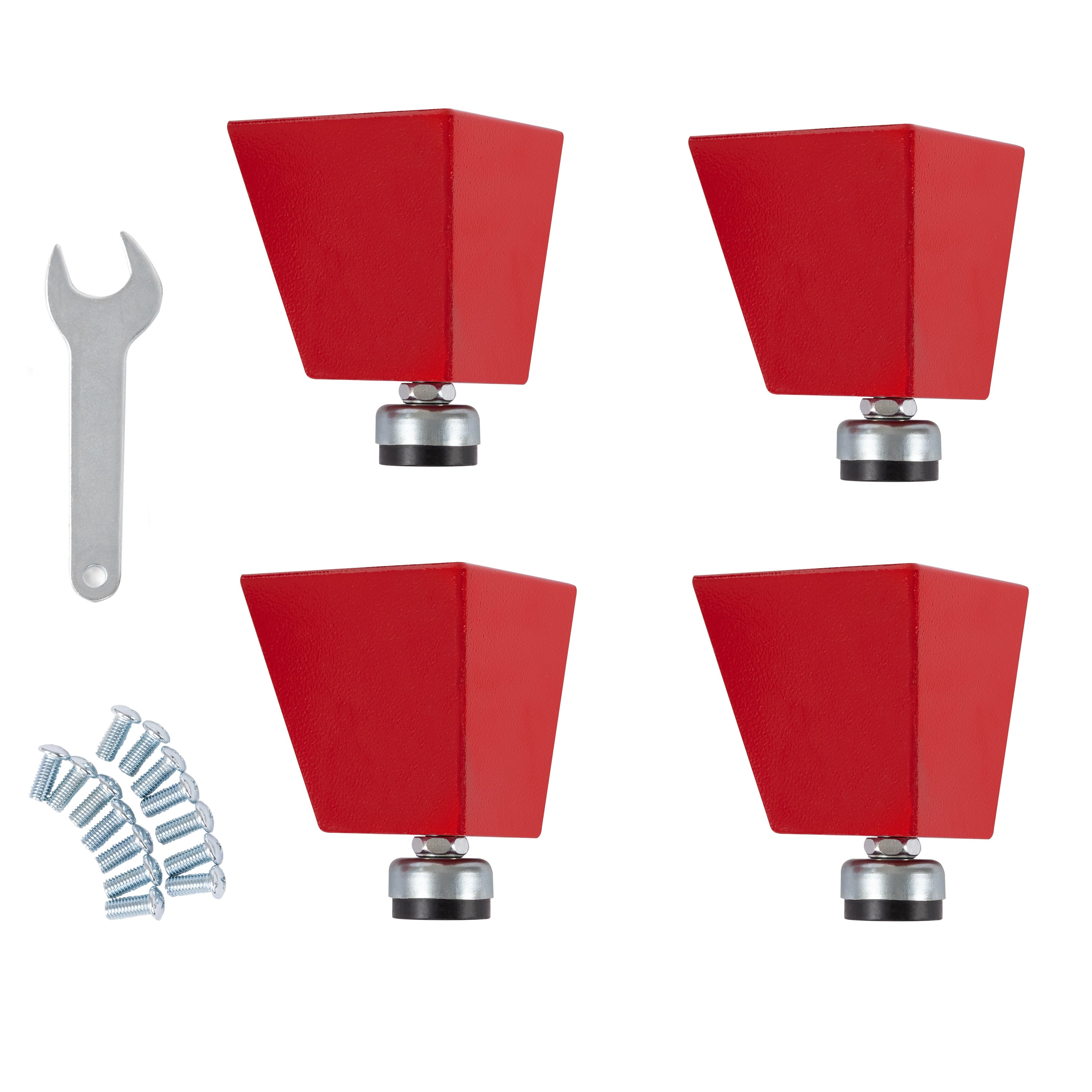 UltraHD® 6H Heavy Duty Steel Leveling Feet with Non-Slip Rubber Base - Adjustable Machine Feet for Industrial Equipment, Workbenches, and Furniture Leveling (Red)