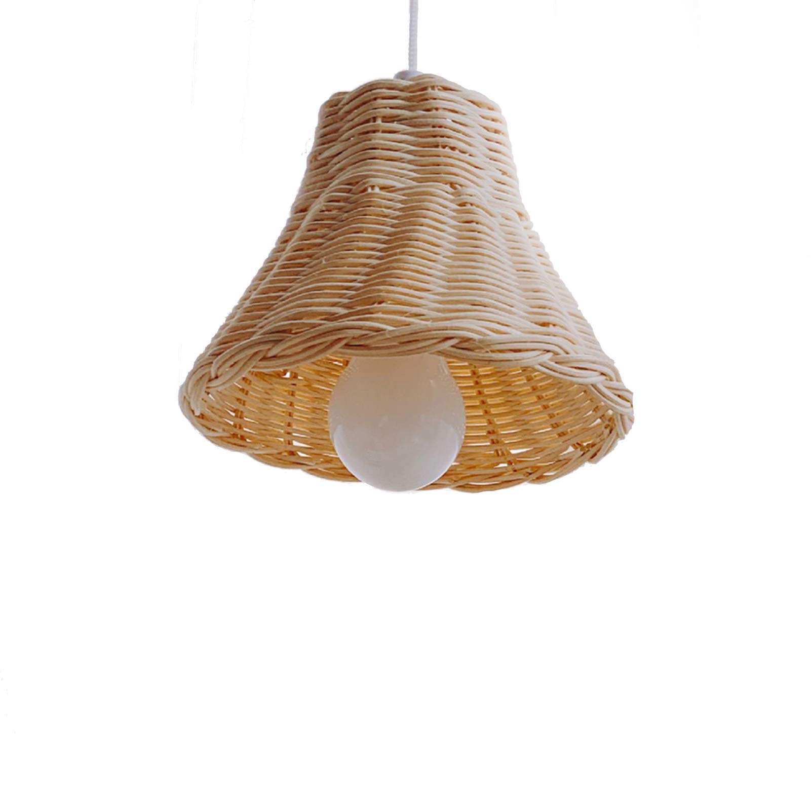 Nordic Rattan Woven Lampshade - Natural Wicker Table Lamp Shade & Ceiling Light Cover - Boho Home Decor for Bedroom, Living Room, Porch & Patio