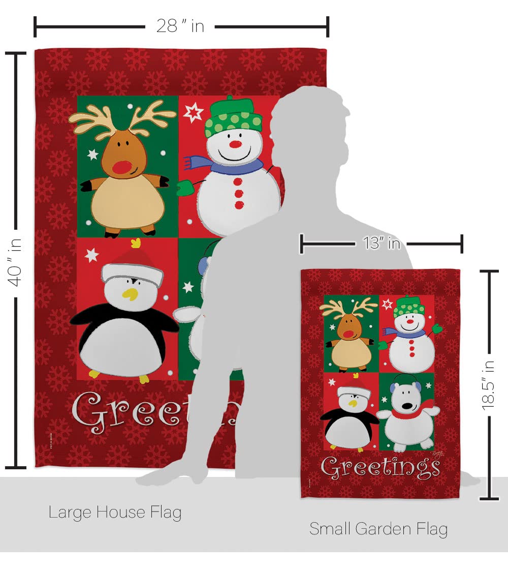 Winter Christmas Decorative Flag Set w/Flagpole - Breeze Decor FK114063-BO for Holiday Home & Garden Decor