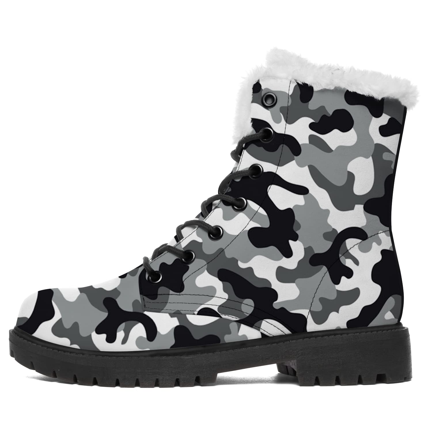 Women's & Men's Camouflage Snow Boots - Anti-Slip Winter Combat Boots with Fur Lining | Waterproof Ankle Boots for Hiking, Hunting & Outdoor Adventures