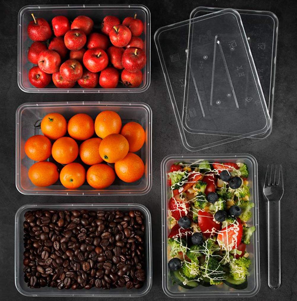 50 Pack HOMEE 26oz Bento Meal Prep Containers with Lids - Reusable Plastic Food Storage Containers, Microwave & Dishwasher Safe, Refrigerator Friendly - Perfect for Meal Prepping, Leftovers, Office Lunch & Mother's Day Gifts (White)
