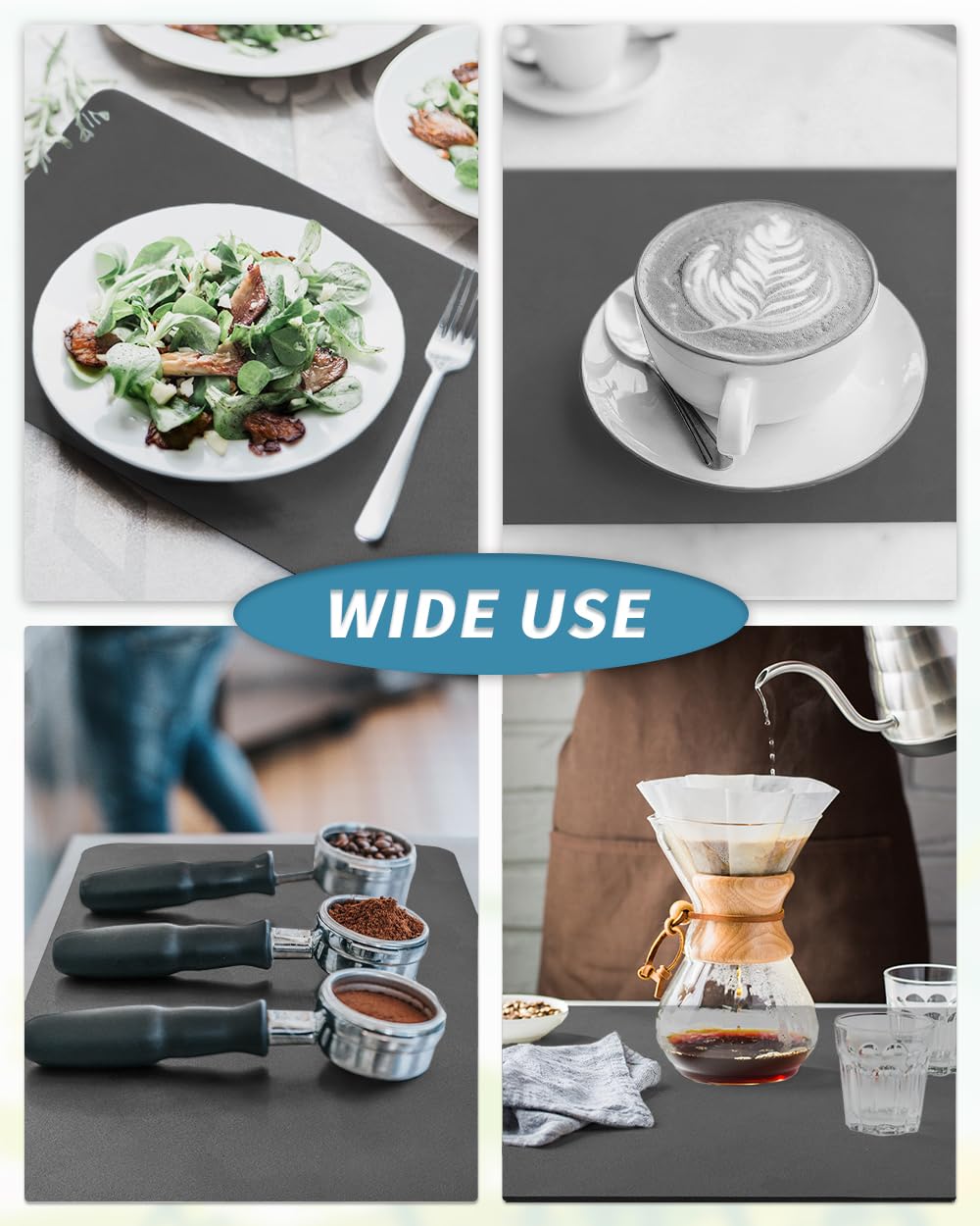 AMOAMI Non-Slip Absorbent Coffee Mat - Stain Hiding Kitchen Counter Drying Mat with Rubber Backing, Fits Under Coffee Makers, Espresso Machines & Dish Racks | Perfect for Coffee Bars, Kitchens & Office Break Rooms
