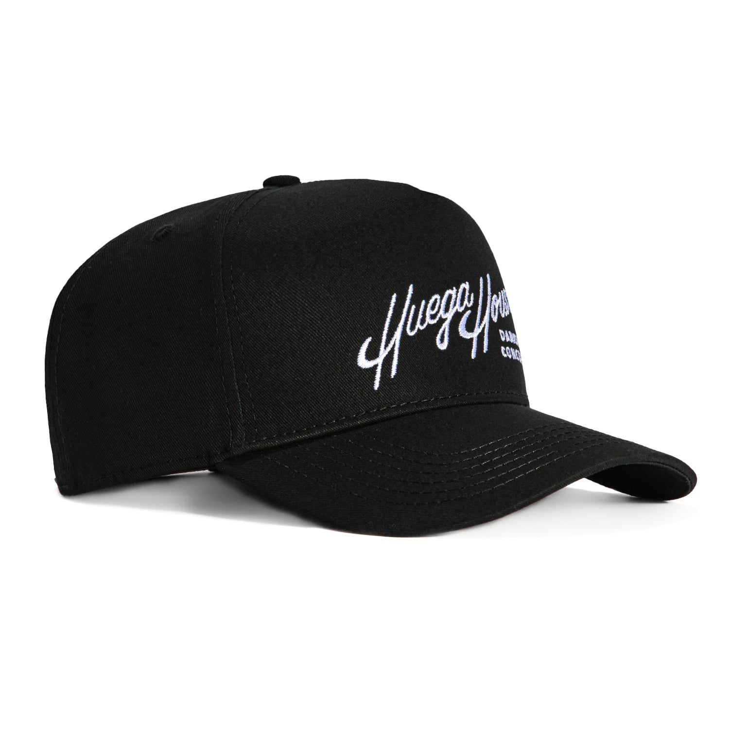 Vintage Huega House Retro Script Snapback Hat - Black | Adjustable Dad Hat for Men & Women | Perfect for Casual Outfits, Streetwear & Outdoor Activities