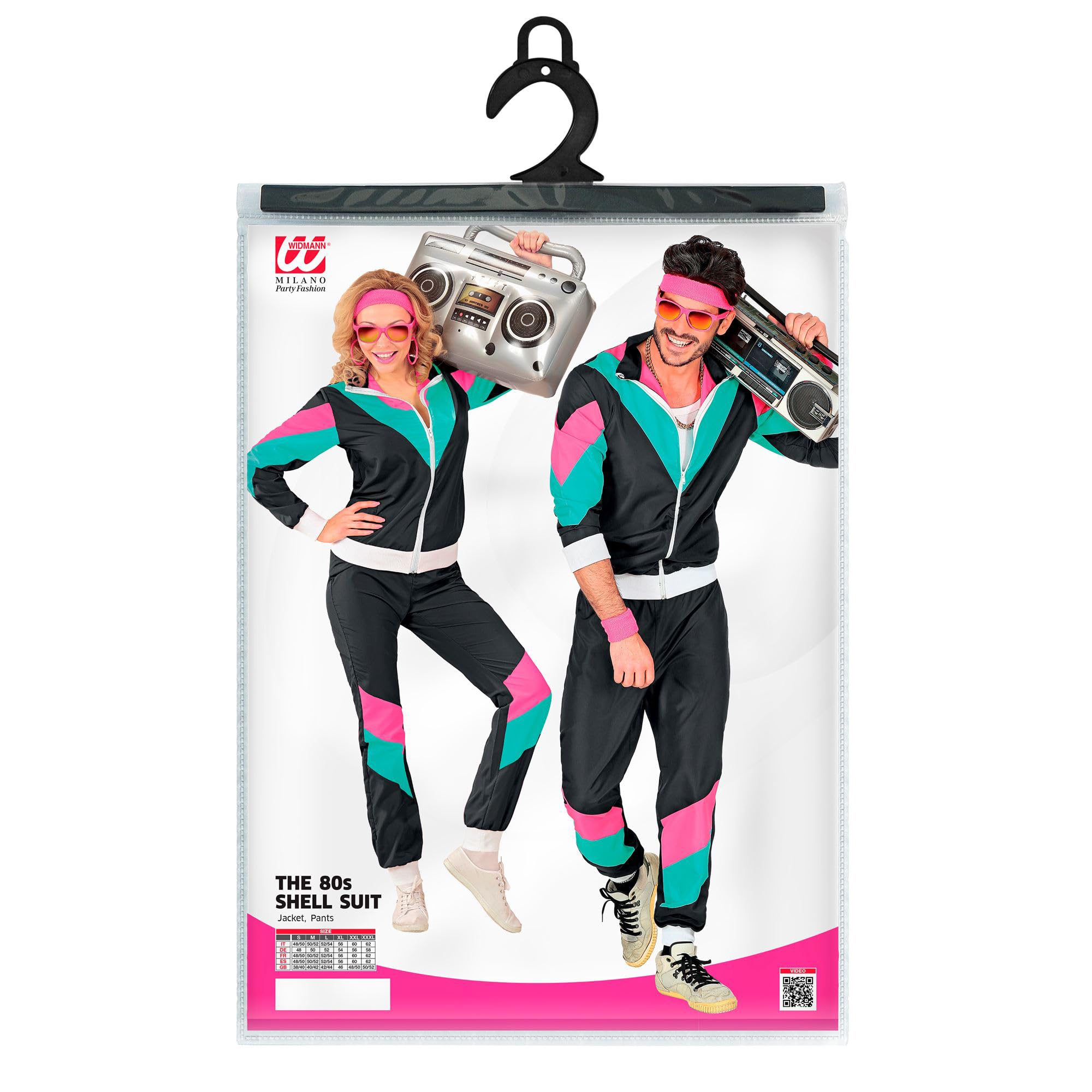 W WIDMANN MILANO 80s Retro Party Dress Costume - Black Vintage Running Outfit for Halloween, Cosplay & Themed Parties | Perfect for 80s Night, Costume Contests & Fun Events