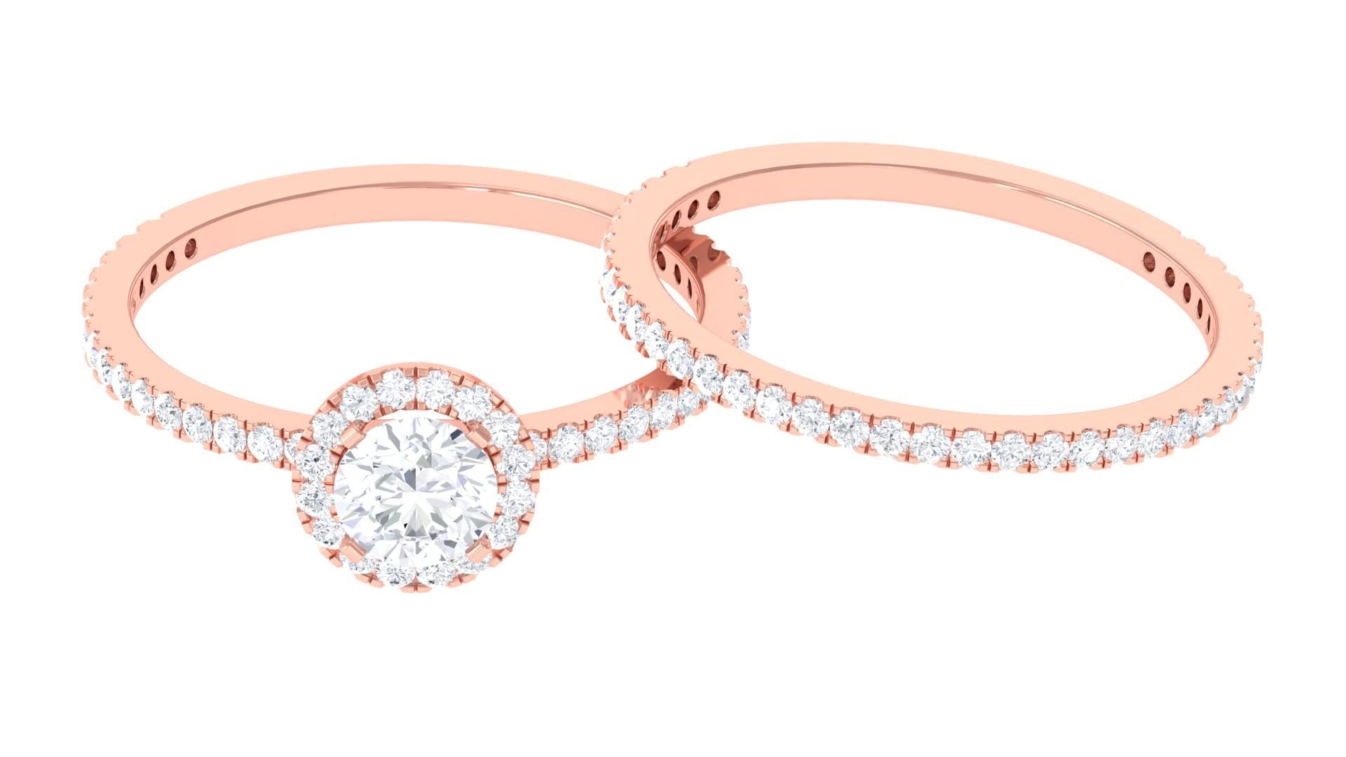 1.75 CT Moissanite Wedding Ring Set for Women - 14K Solid Gold Engagement & Bridal Ring Set with Accent Stones | Classic Moissanite Eternity Band & Solitaire Ring for Anniversary, Proposal, or Special Occasion