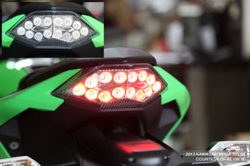 2013-2017 Kawasaki Ninja 300 Integrated Sequential LED Tail Lights - Clear Lens for Enhanced Visibility & Style - Perfect for Night Riding & Custom Motorcycle Upgrades