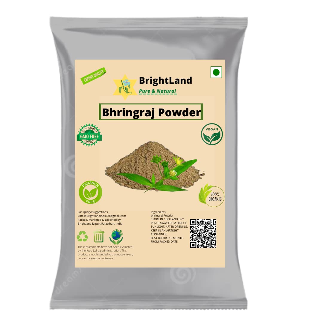 Brightland Multani Mitti Clay Powder with Sandalwood, Orange Peel, Neem, Rose & Herbs - 40g Each (400g Total) | Natural Face Mask & Hair Treatment for Glowing Skin & Strong Hair | DIY Beauty & Ayurvedic Care
