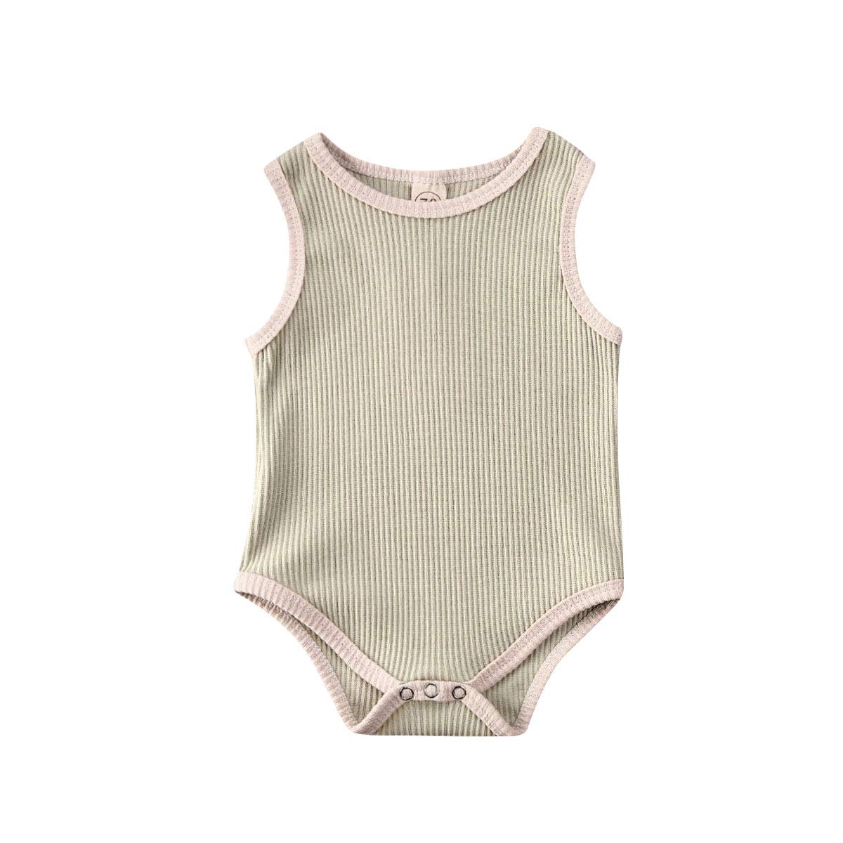 Kuriozud Newborn Baby Romper - Soft Cotton Sleeveless Bodysuit for Boys & Girls | Striped & Plain Styles | Perfect for Playtime, Daycare & Photo Shoots