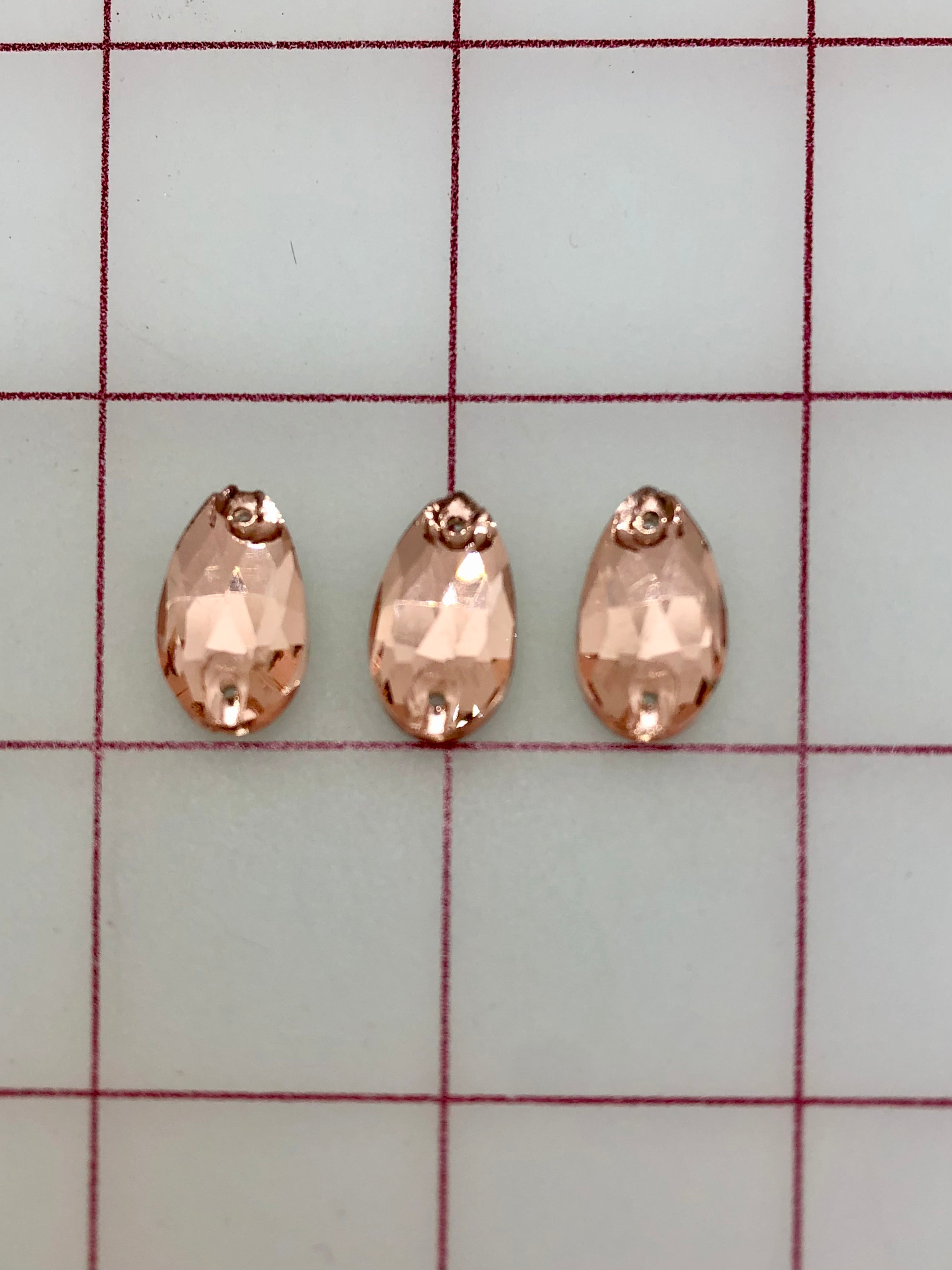 10x18mm Czech Rhinestones - Bright Cut Light Peach Pear Shape Sew On Beads for DIY Jewelry, Wedding Dresses, Costumes & Crafts