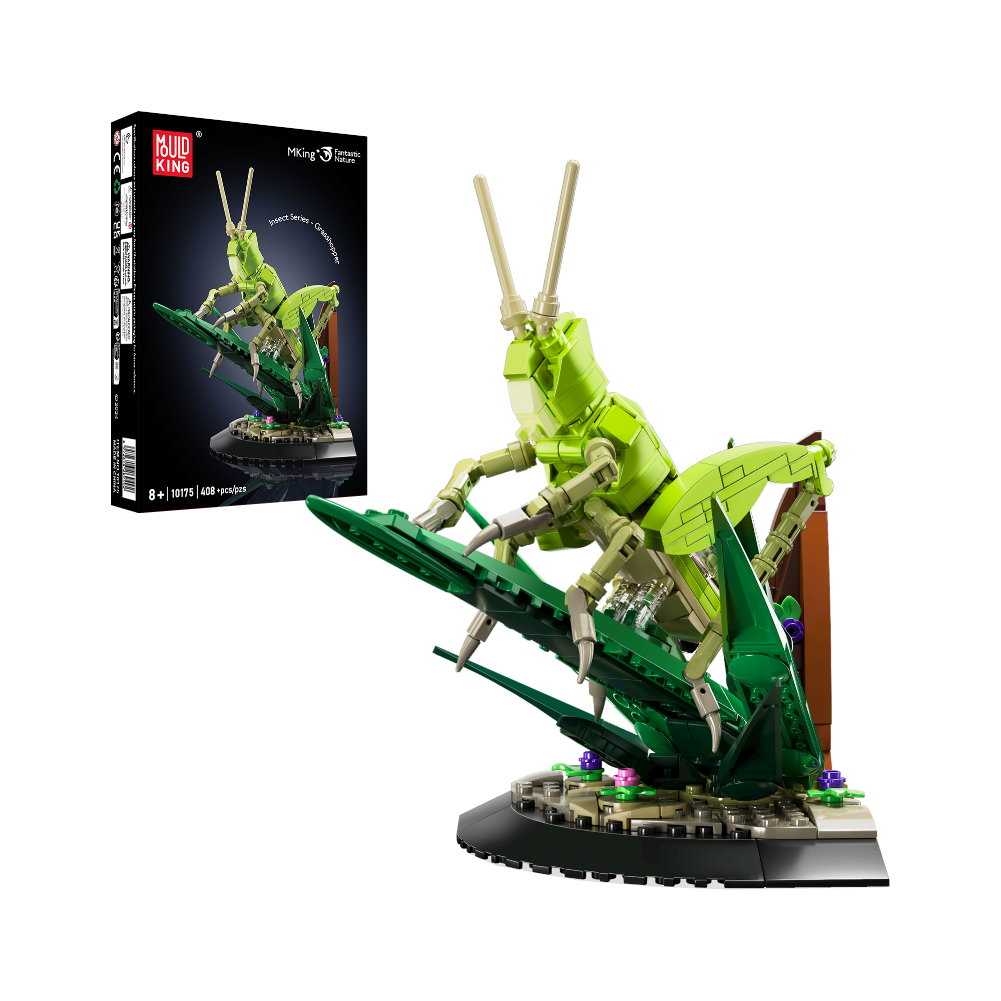 Mould King 10175 Creative Grasshopper Ambush Scene Building Blocks Set - 408 Pieces STEM Toy for Kids & Adults | Perfect for Educational Play, Birthday Gifts & Home Decoration