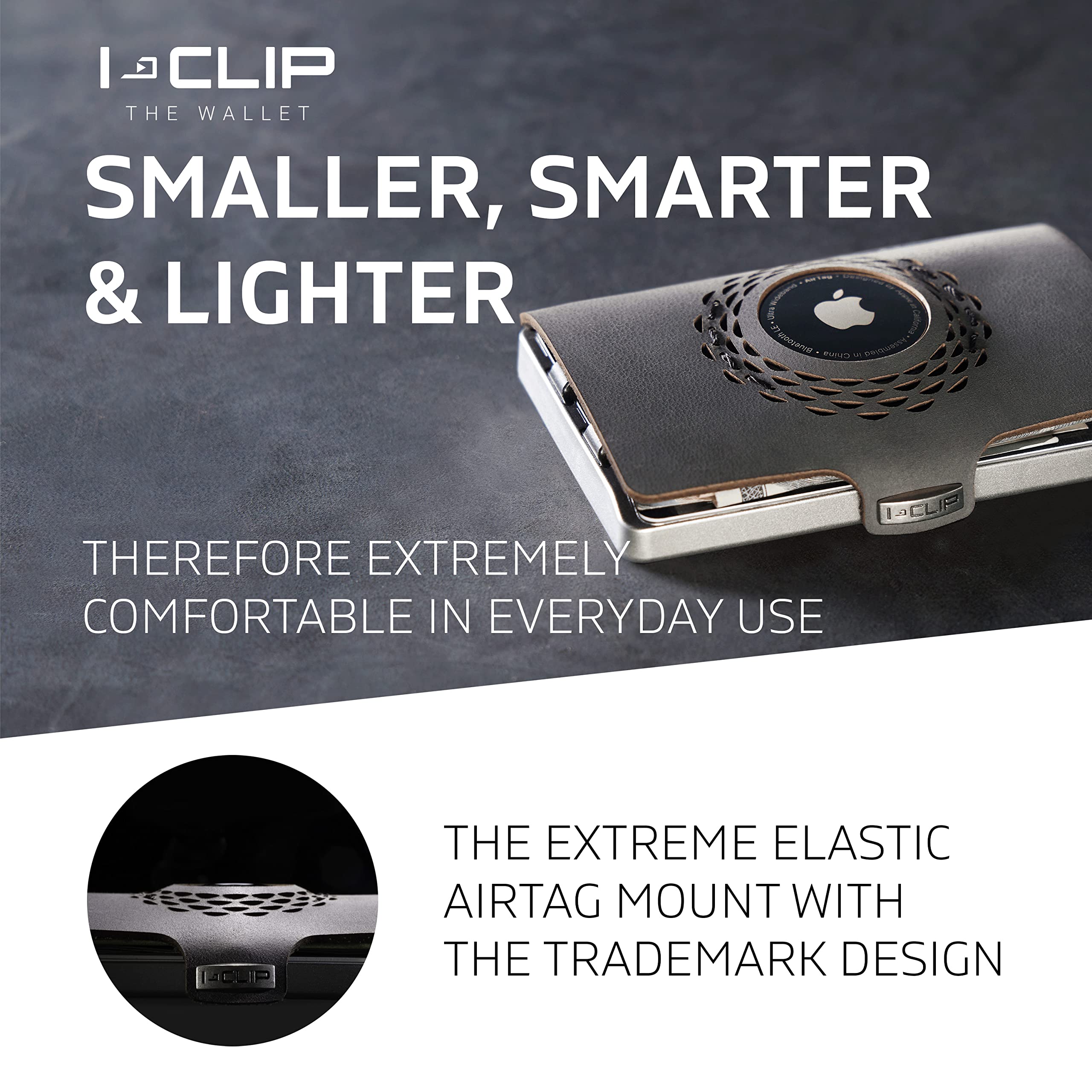 Original Silver I-CLIP Radio Impact Tracker - Compatible with Apple AirTag for Wallet, Money Bag, Purse & Credit Card Holder | Secure Your Valuables On-The-Go