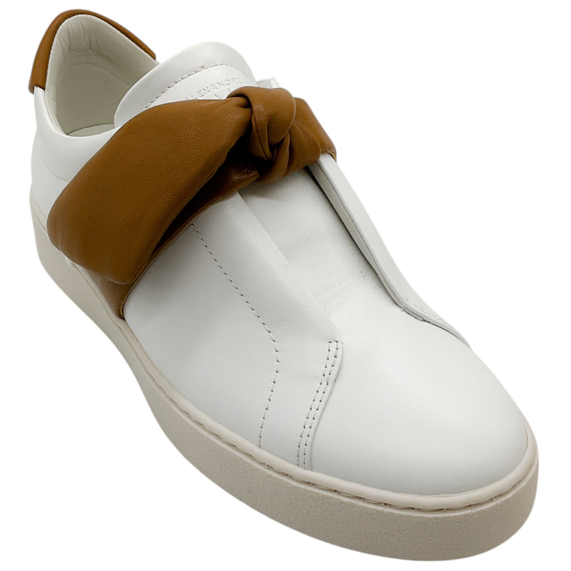 Alexandre Birman Clarita Leather Sneakers for Women - White & Brown Casual Shoes | Perfect for Everyday Wear, Office & Weekend Outings