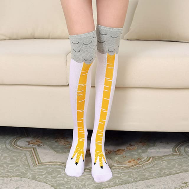 2 Pairs Women's Fashion Chicken Print 3D Cartoon Thigh Socks - Trendy & Creative Toe Socks for Women - Perfect for Cosplay, Costume Parties & Fun Outfits