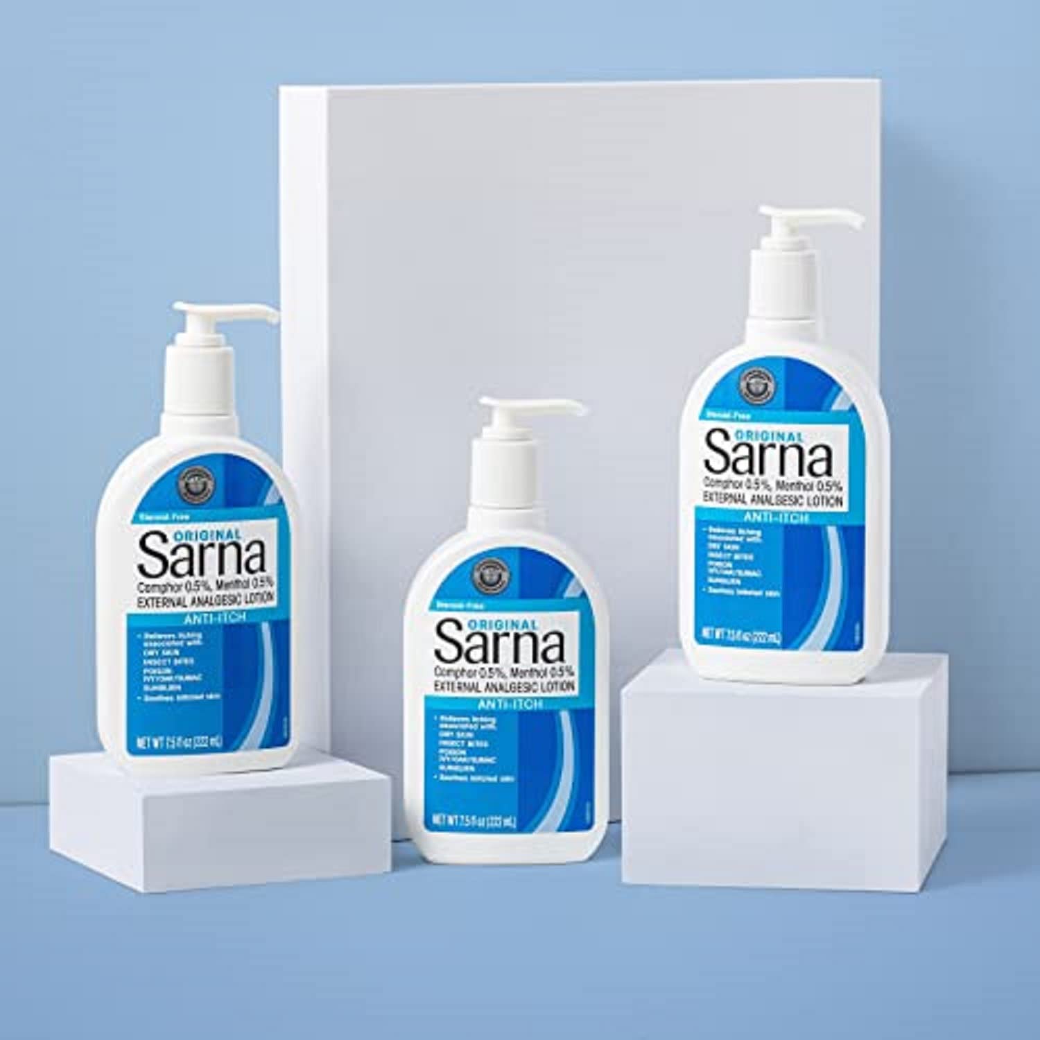 Sarna Original Anti-Itch Lotion for Dry, Itchy Skin - 7.5 Fl Oz (Pack of 3) | Fast-Acting Moisturizing Relief for Eczema, Poison Ivy & Insect Bites | Perfect for Travel & First Aid Kits