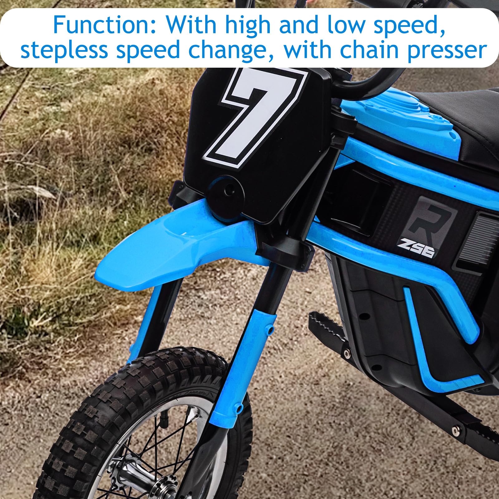 GARVEE 24V 350W Kids Electric Dirt Bike - 10Ah Battery, 14.29MPH, 3 Speed Modes, Ages 5-17, Blue | Off-Road Adventure, Backyard Riding & Outdoor Play for Boys & Girls