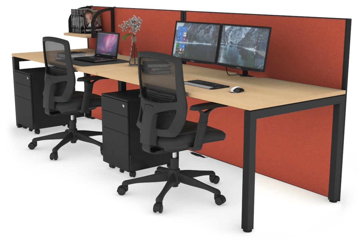 Horizon Quadro 2 Person Office Workstation with Square Legs - 1600L x 800W Desk with Cable Management Scallop - Perfect for Shared Workspaces & Collaborative Office Environments