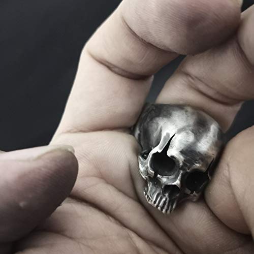 925 Sterling Silver Skull Ring for Men - Gothic Punk Jewelry, Scar No Jaw Design, Perfect Christmas Gift for Him - Ideal for Halloween, Biker Style & Edgy Fashion