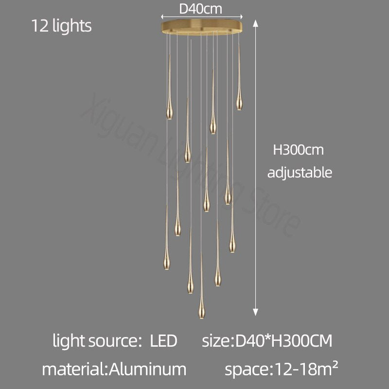 Elegant Staircase Chandelier - Modern Circular Cone Design Crystal Pendant Light for Hallway, Foyer & Stairwell - Perfect for Home Decor & Luxury Ambience Lighting