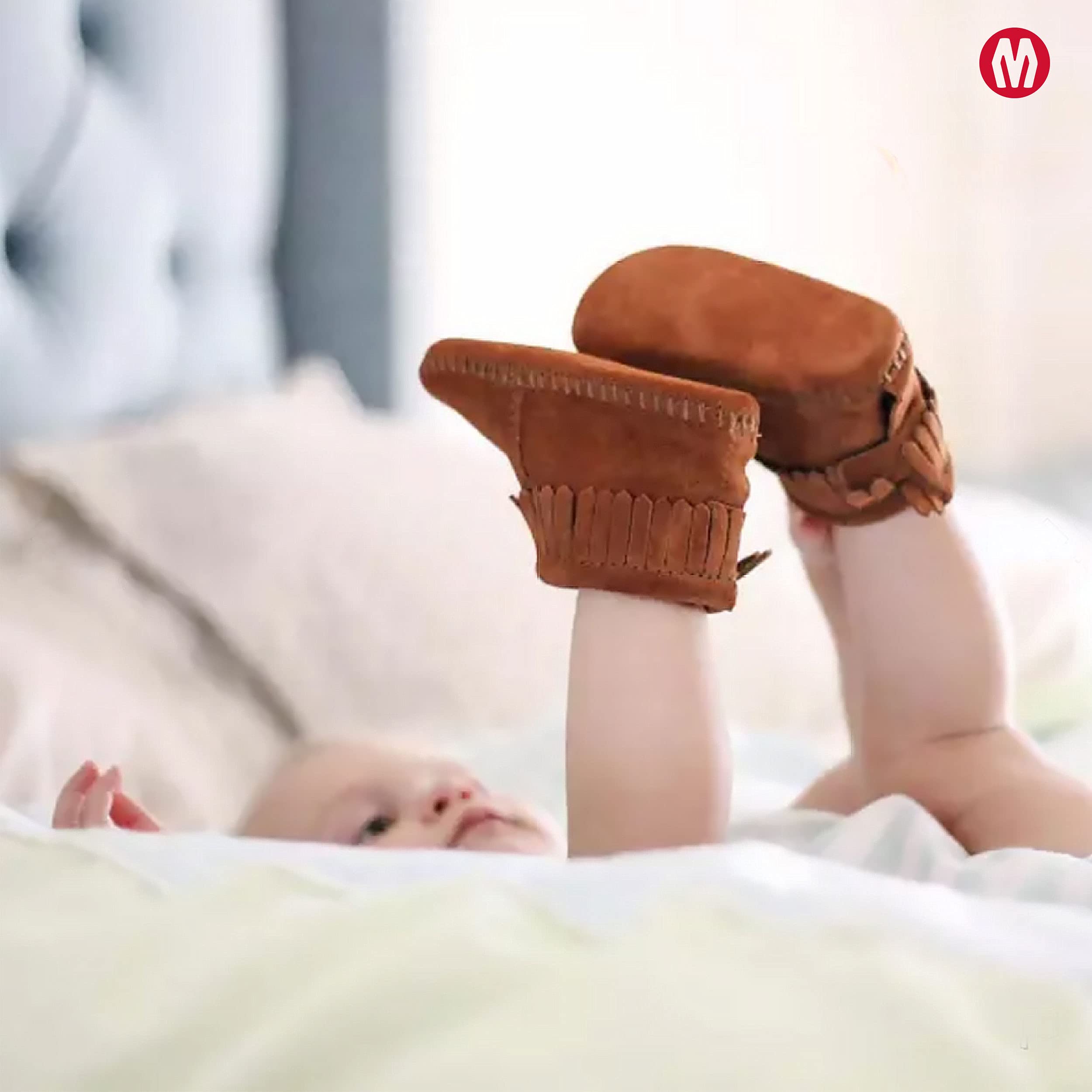 Minnetonka Velcro Back Flap Bootie for Toddlers - Soft Leather Moccasin Shoes for Boys & Girls - Perfect for Indoor Play, Outdoor Walks & Casual Wear