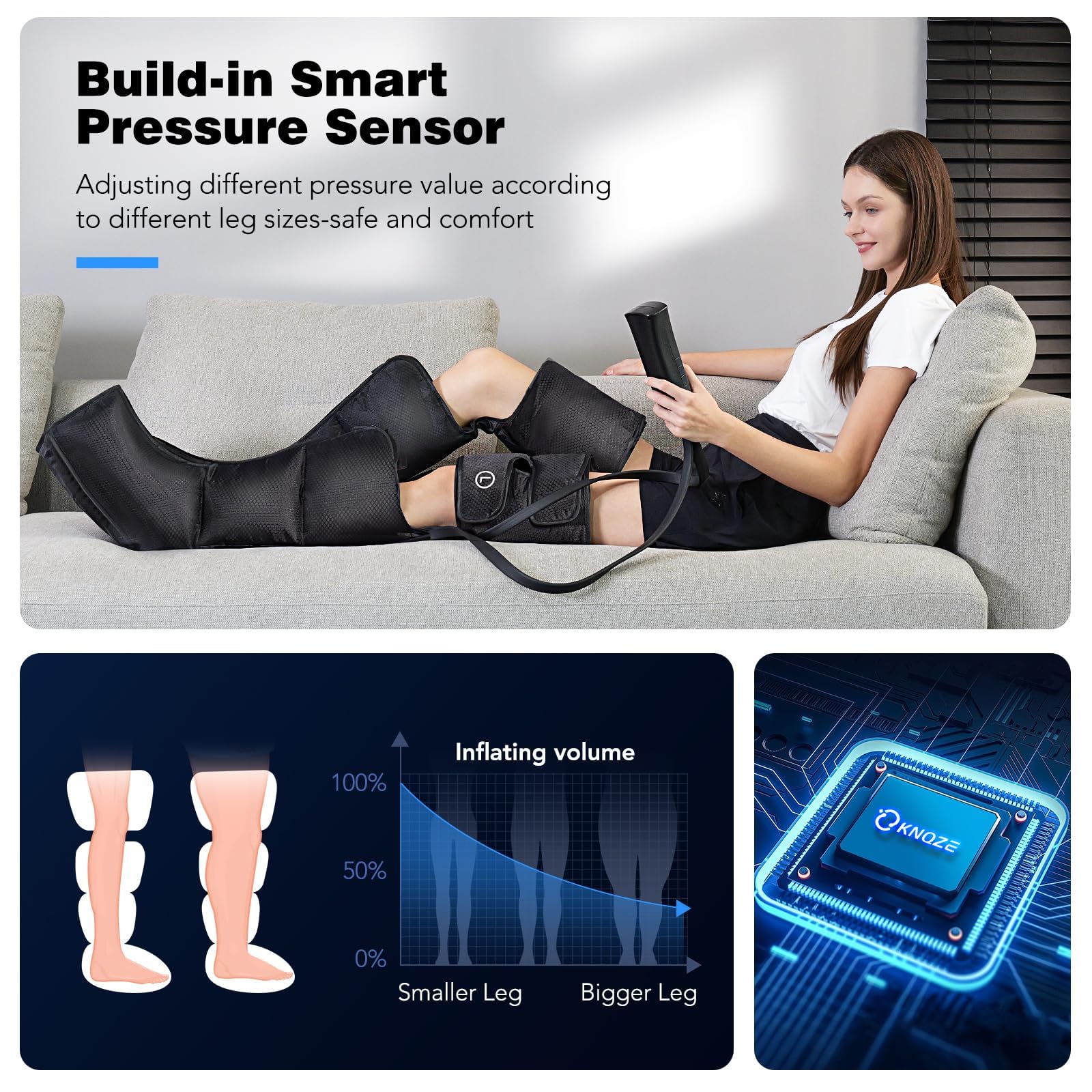 Leg Massager with Heat & Air Compression - 3-in-1 Foot, Calf & Thigh Massager for Circulation, Pain Relief & Swollen Legs - 6 Modes & 3 Intensity Levels - Ideal for Edema, RLS & Recovery - Perfect Gift for Parents, Seniors & Office Workers - Use for Relaxation, Post-Workout Recovery & Improved Blood Flow