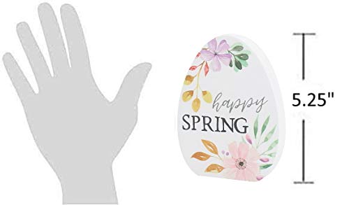 Collins Painting Egg-Shaped Wooden Shelf Sitter - Happy Spring Decorative Shelf Decor for Home, Easter, Spring Season | Perfect for Living Room, Bedroom, Kitchen Decor & Easter Gift Ideas