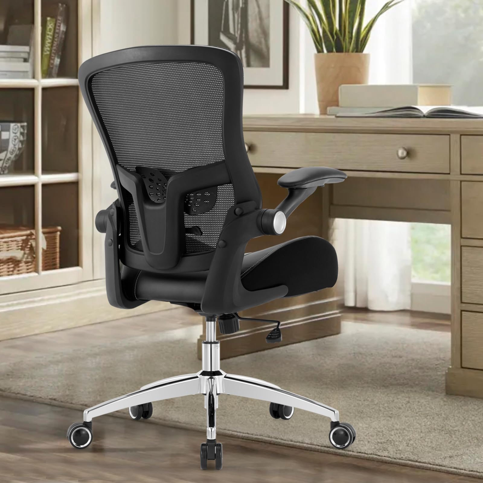 Big and Tall Office Chair for Heavy People - 400lbs Weight Capacity, Ergonomic Desk Chair with Wide 3D Foam Seat & Mesh Back, Lumbar Support Executive Task Chair - Perfect for Home Office, Gaming, and Long Work Sessions - Black