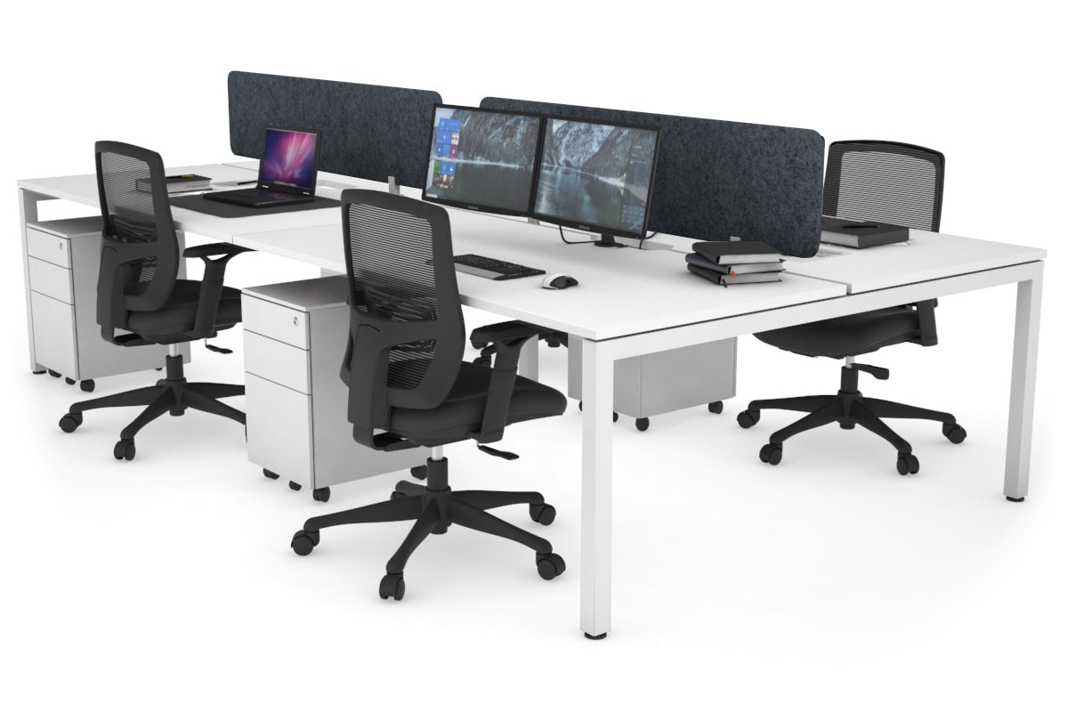 4-Person Office Workstation with Quadro Square Legs - 1800L x 800W Desk with Cable Management Scallop | Perfect for Collaborative Workspaces & Open Office Environments