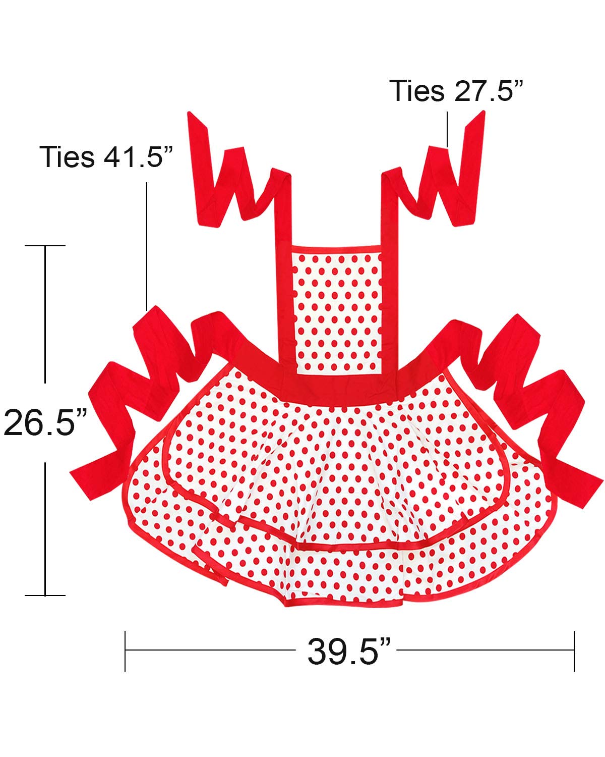 Vintage 50's Retro Kitchen Apron for Women - Bowbear Cotton Adjustable Bib Apron with Pockets - Perfect for Cooking, Baking, BBQ & House Cleaning