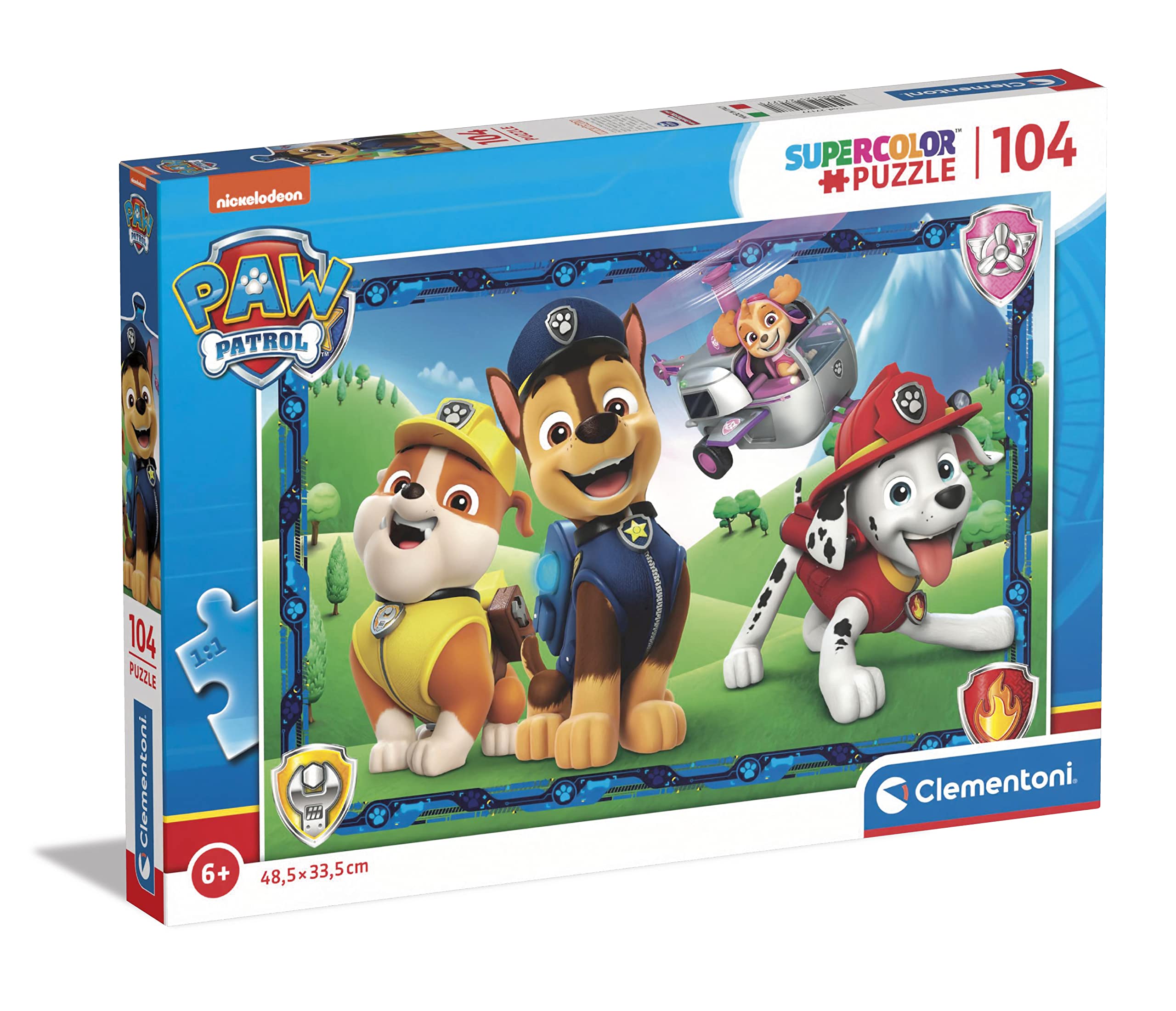 Clementoni Supercolor 104-Piece Paw Patrol Puzzle for Kids Age 6 - Animated Cartoon Puzzle Made in Italy - Perfect for Birthday Gifts & Family Game Night